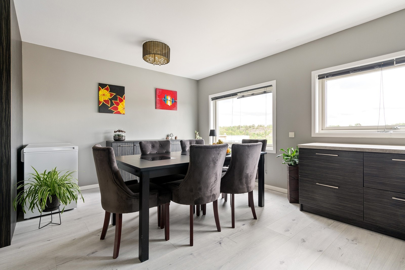 Store vinduer slipper inn naturlig lys Galleribilde