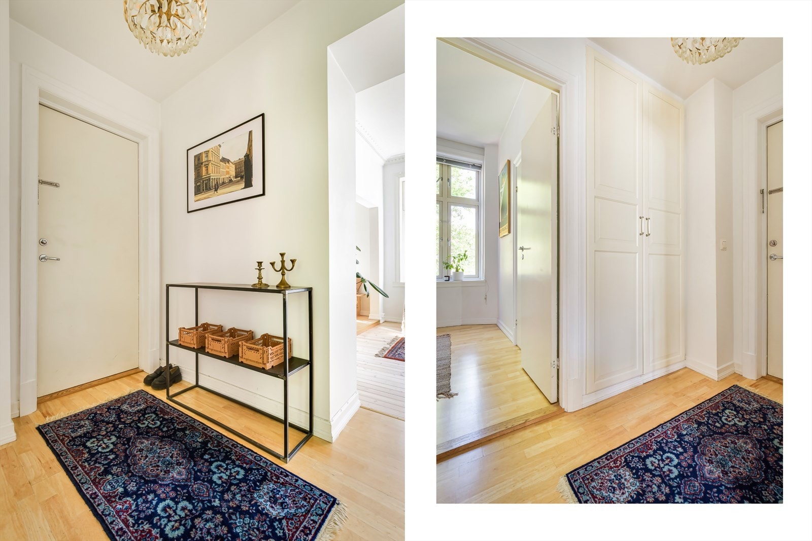 Innbyende entré med plass til å henge fra seg yttertøy og plassering av sko. Galleribilde