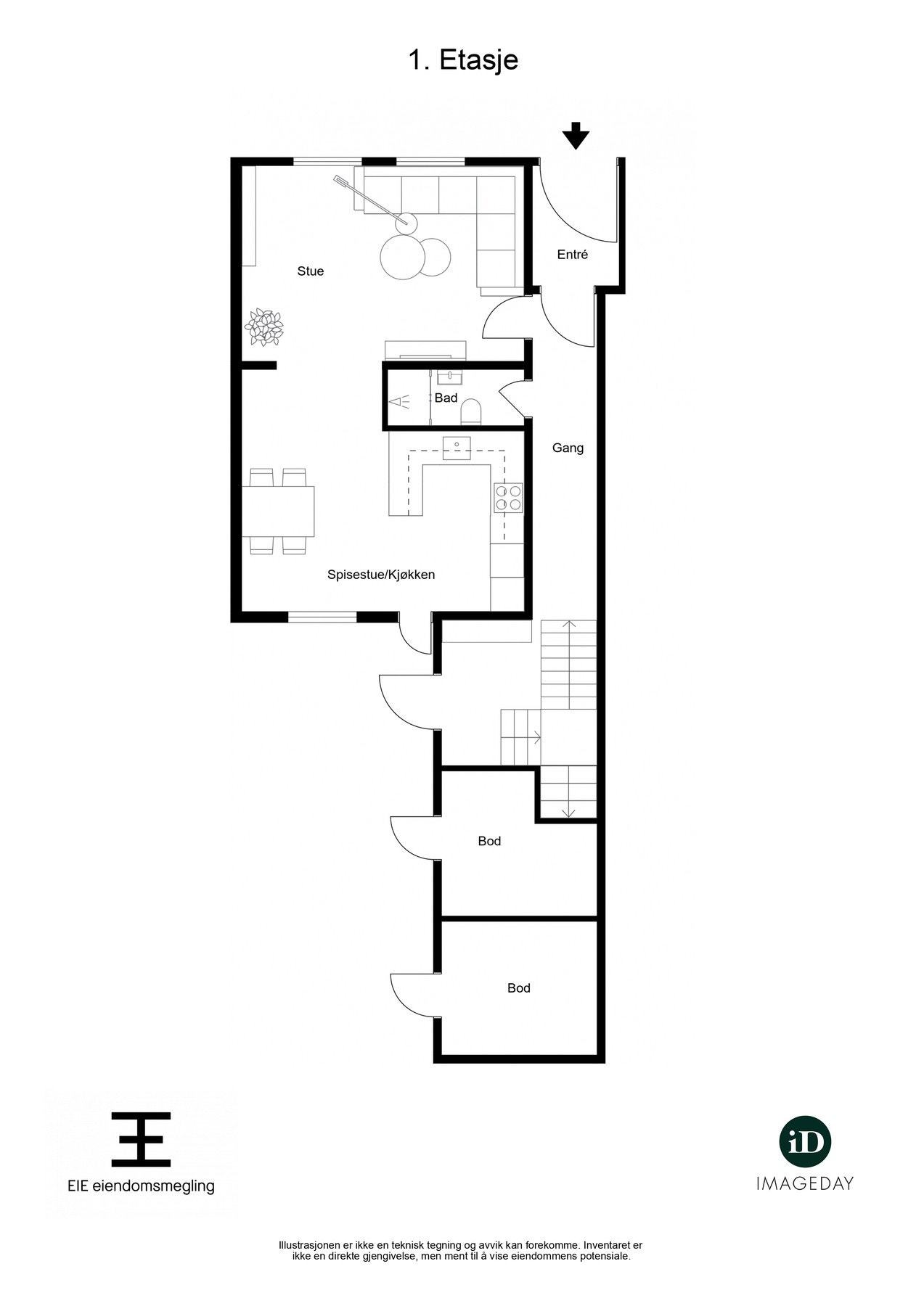 Plantegning 1. etasje Galleribilde