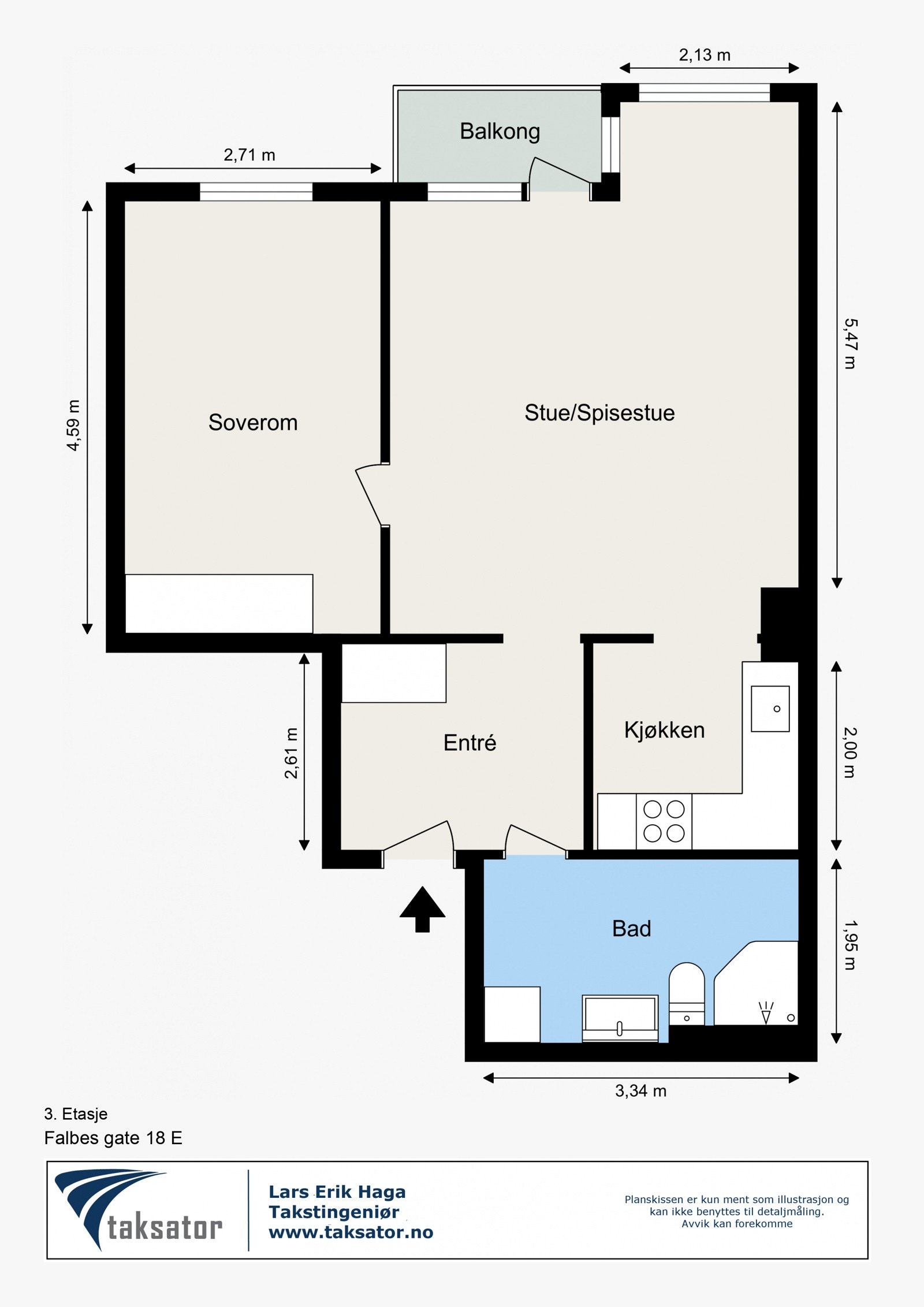 Plantegning - 3. etasje med heisadkomst. Galleribilde