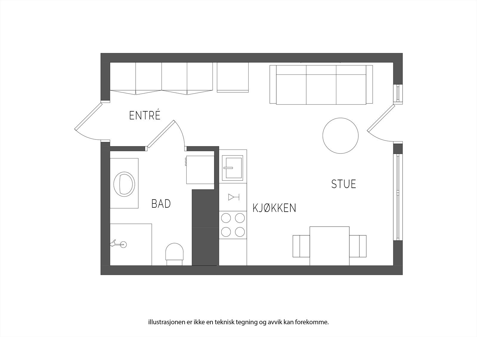 Dagens planløsning illustrert. Galleribilde