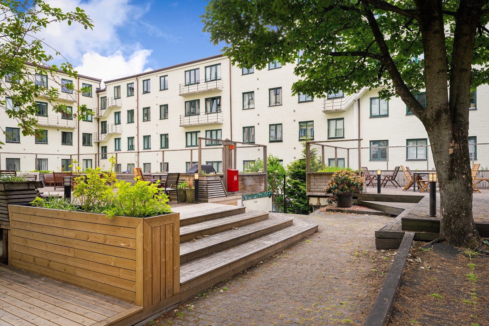 Det er både innvendig og utvendig sykkelparkering. Galleribilde