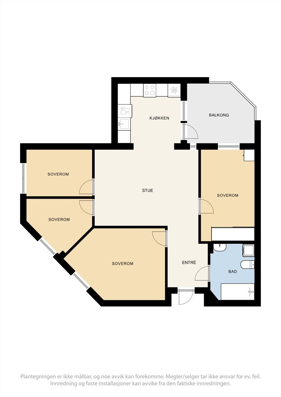 Alternativ plantegning med flere rom. Galleribilde