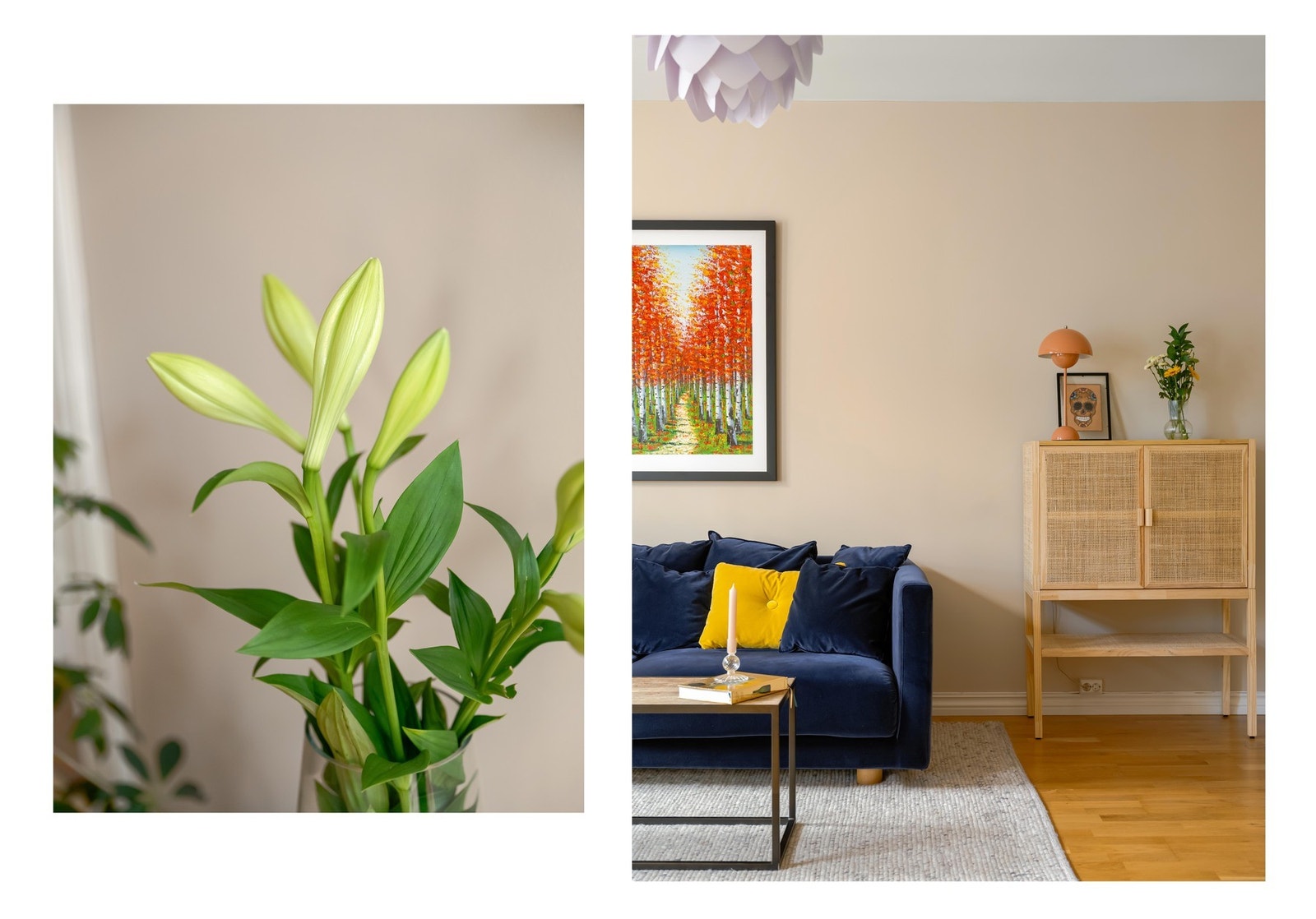 Stuen har fine løsninger for ulike soner. Langs vindusrekka er det rom for en større sofagruppe og TV-benk. Galleribilde