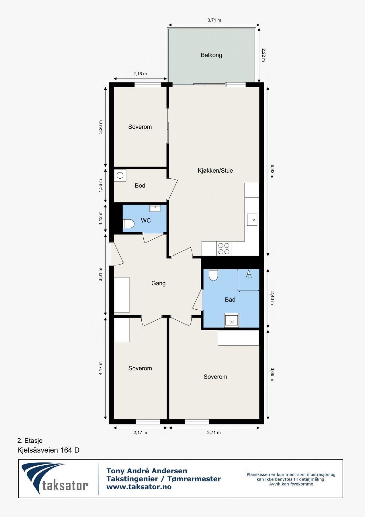 Leiligheten ligger fint til i 3.etasje med adkomst via heis. Galleribilde