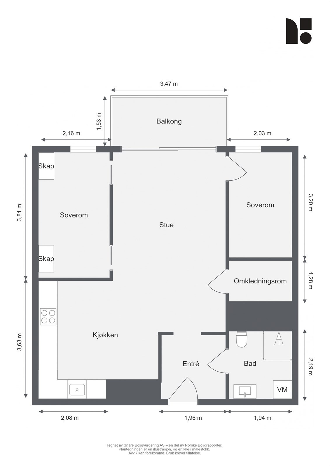 Plantegning med mål Galleribilde
