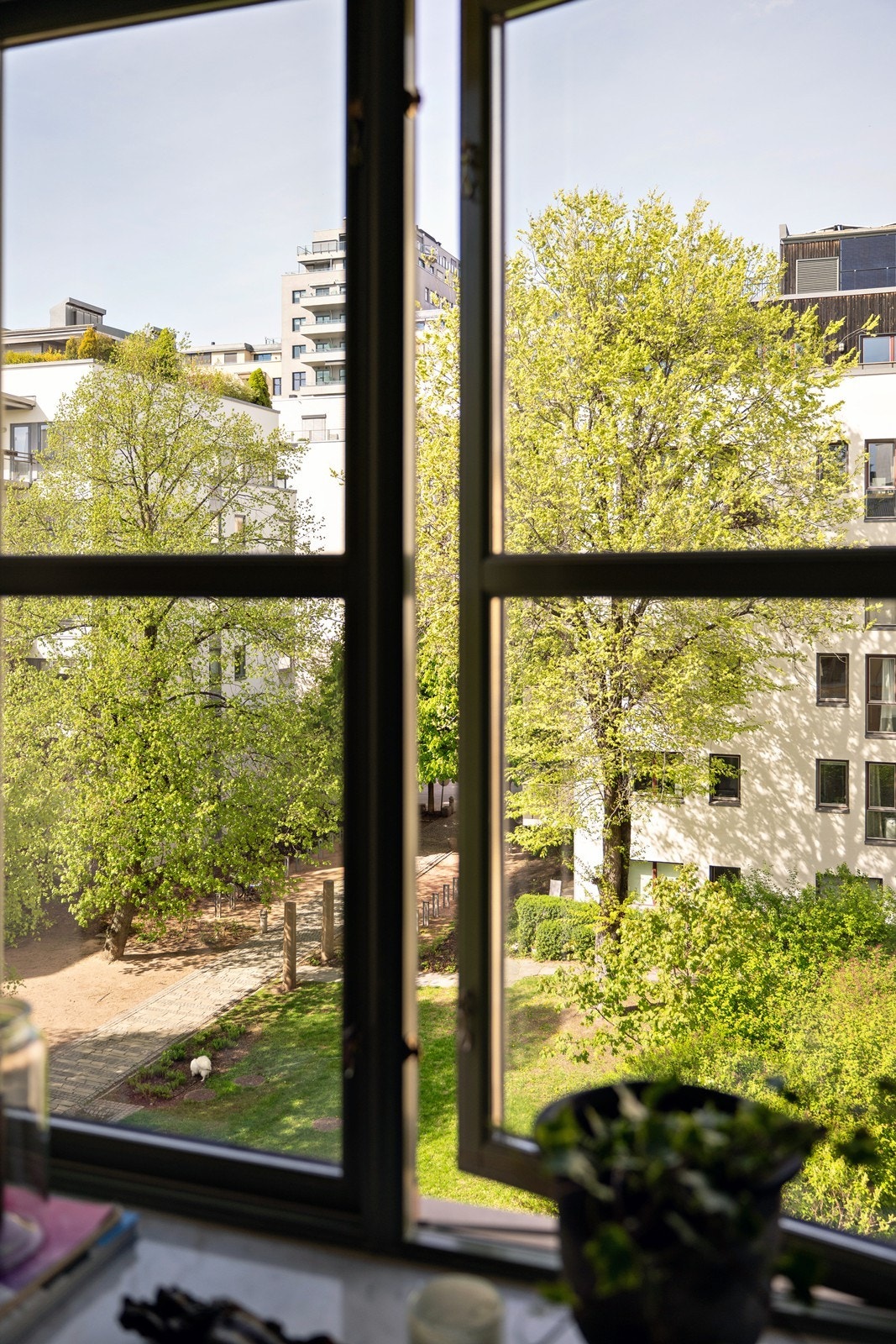 Flott grønn utsikt mot bakgården Galleribilde