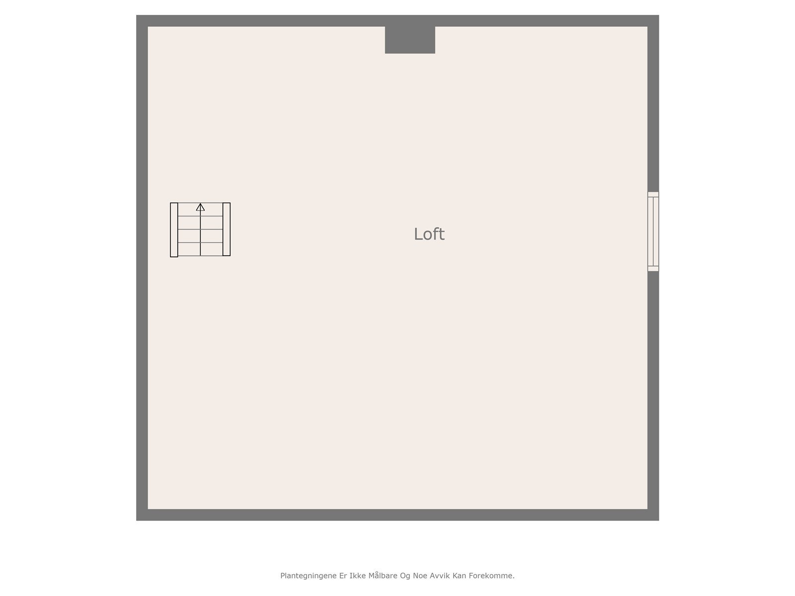 Planløsning loft. Stort loftet er per idag uinnredet. Flere av de andre leiligheten har innredet loftet. Galleribilde