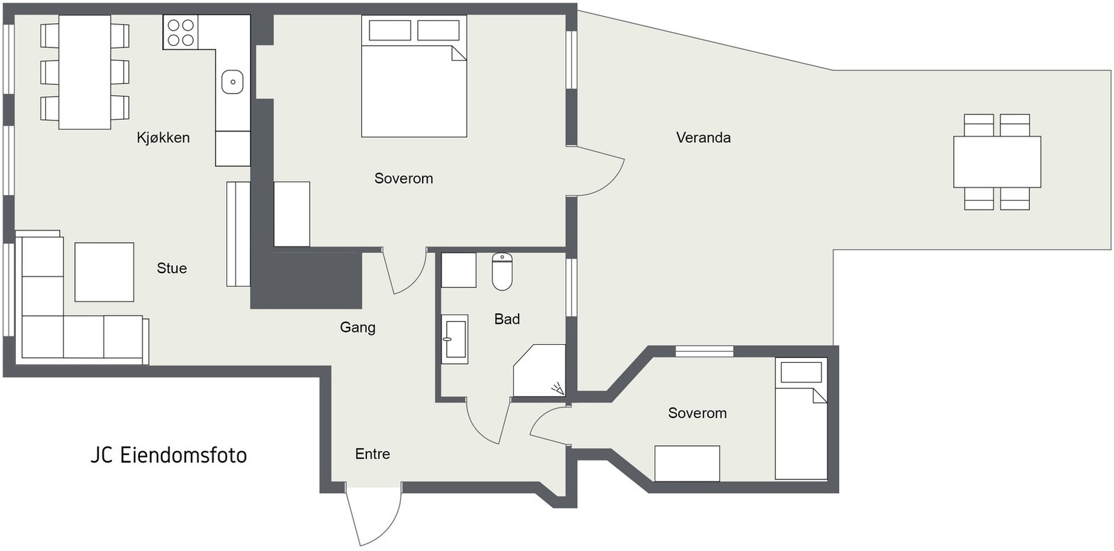 Leiligheten ligger i byggets 2. etasje. Galleribilde