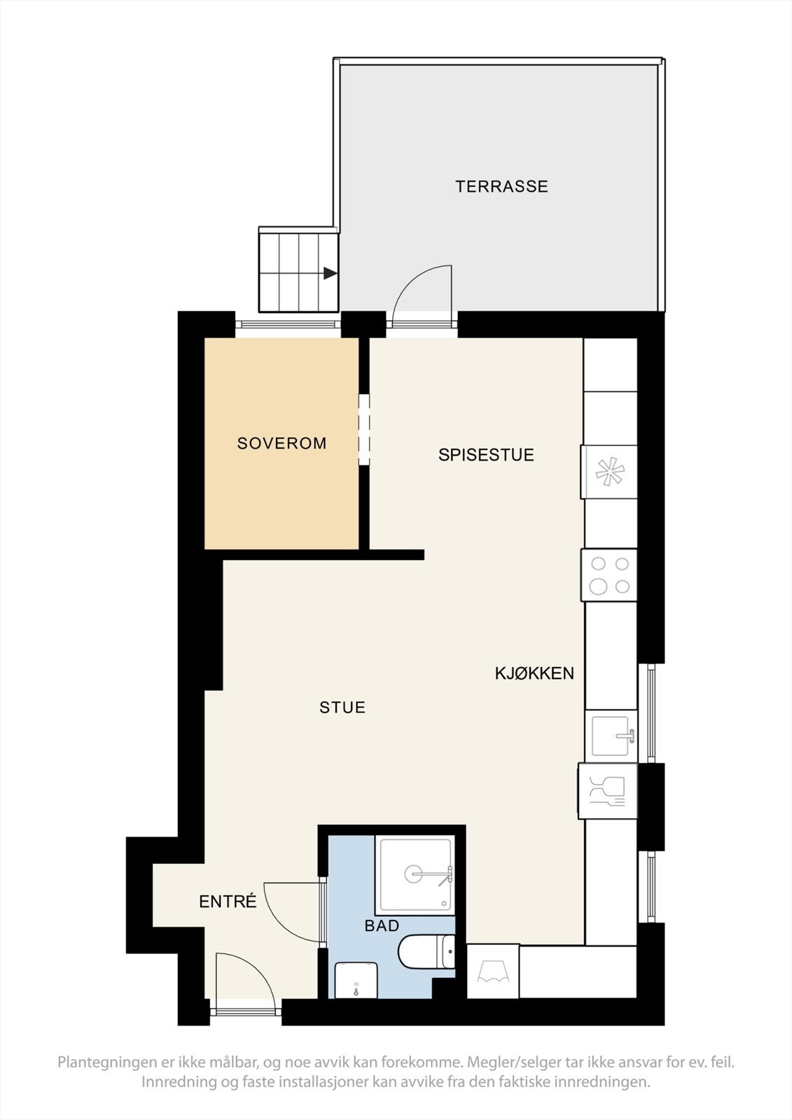 Plantegning 1. etasje. Det medfølger to kjellerboder + en loftsbod. Galleribilde