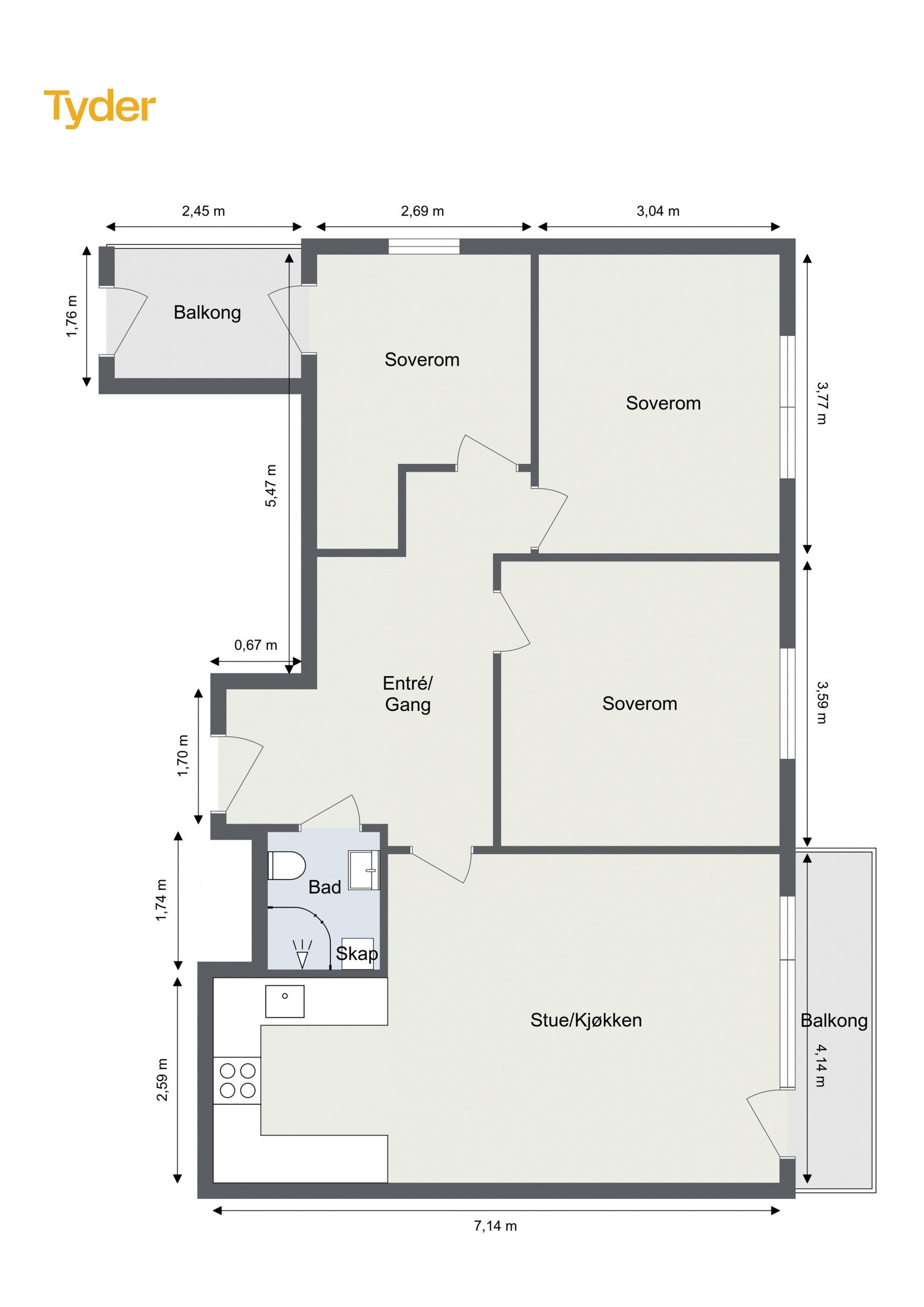 Plantegning av Sørkedalsveien 5A Galleribilde