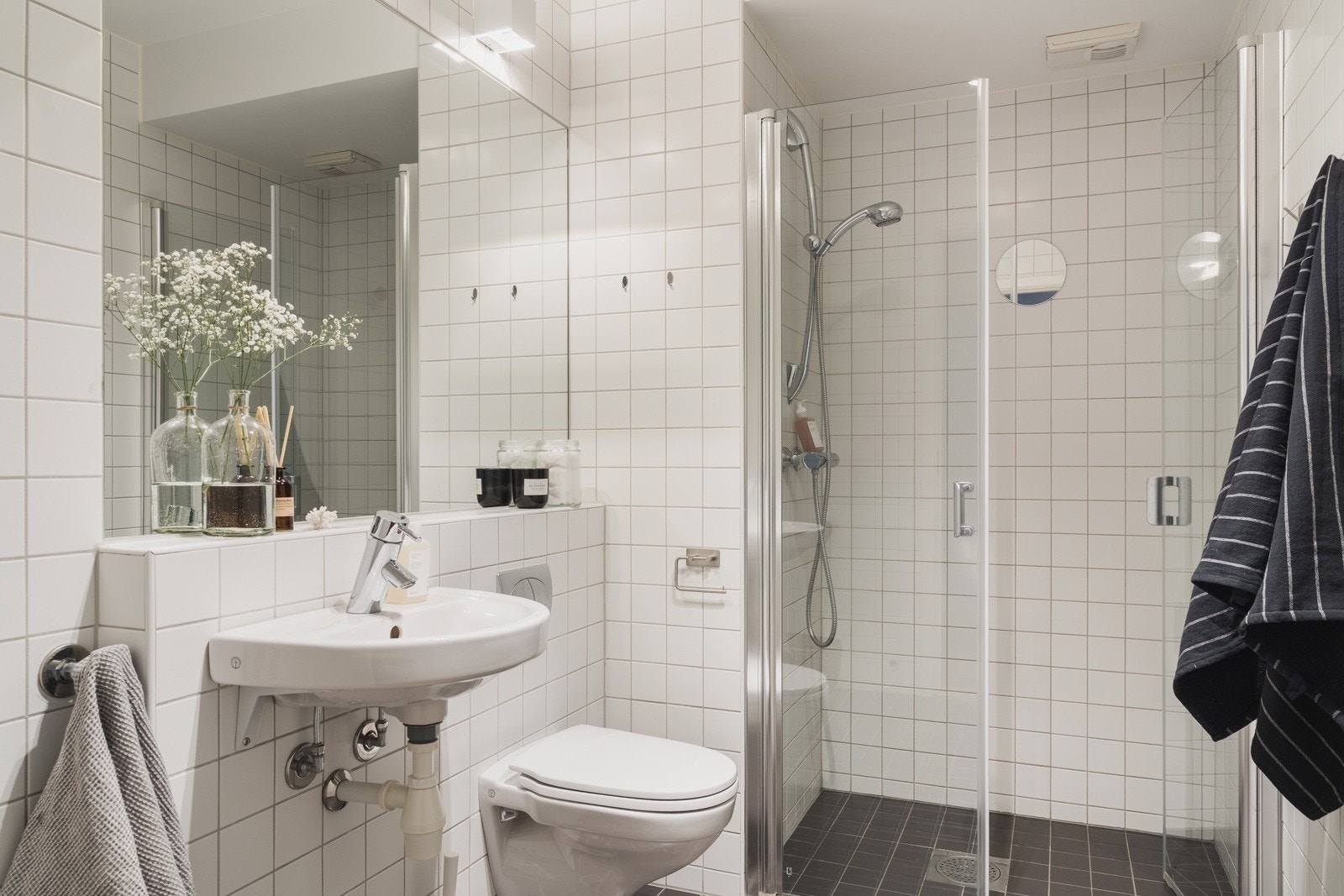 Dusjbad/wc med opplegg for vaskeamskin Galleribilde