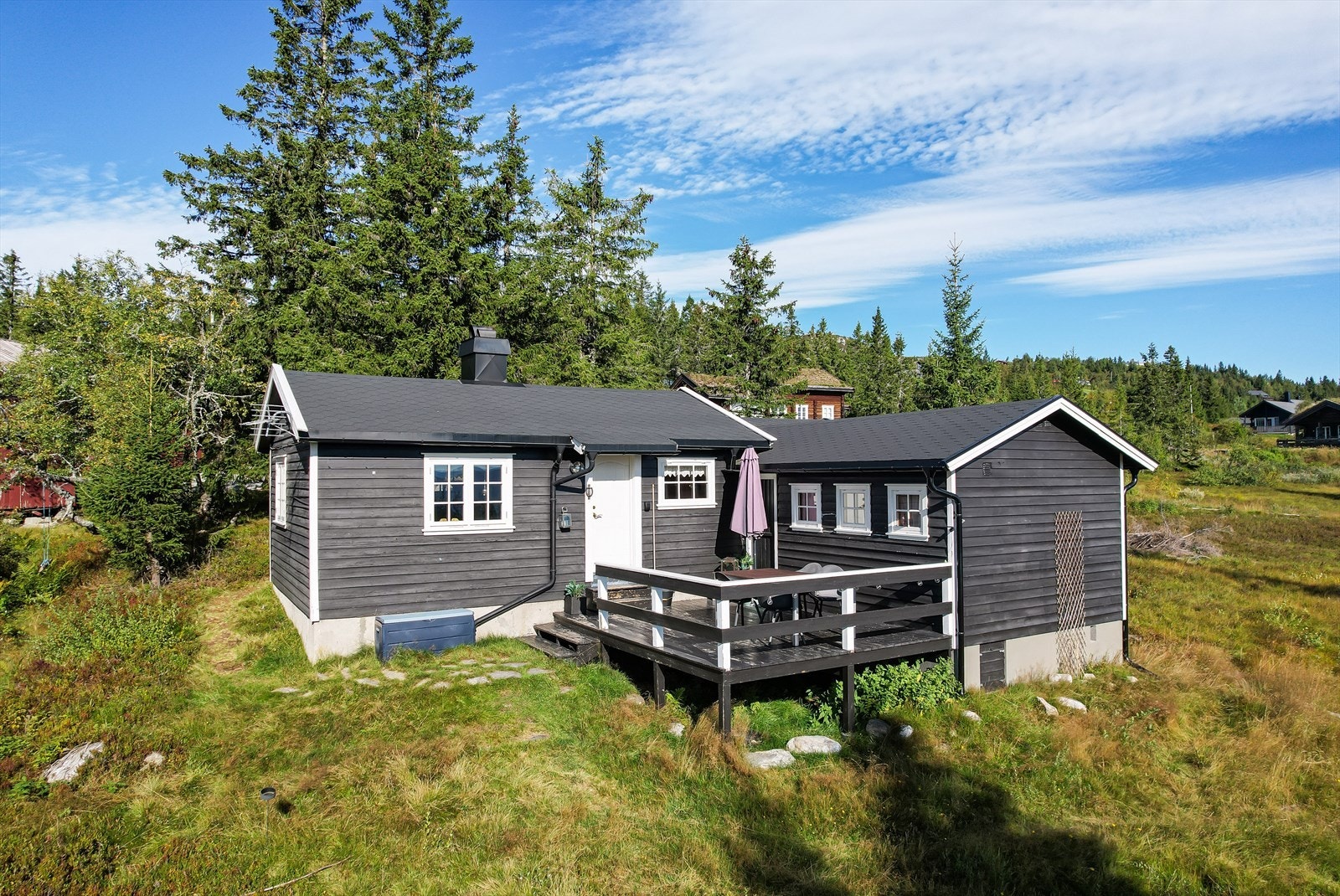 Koselig hytte med stor tomt (4417m²) og flott beliggenhet på Lifjell. Gode utviklingsmuligheter. Galleribilde
