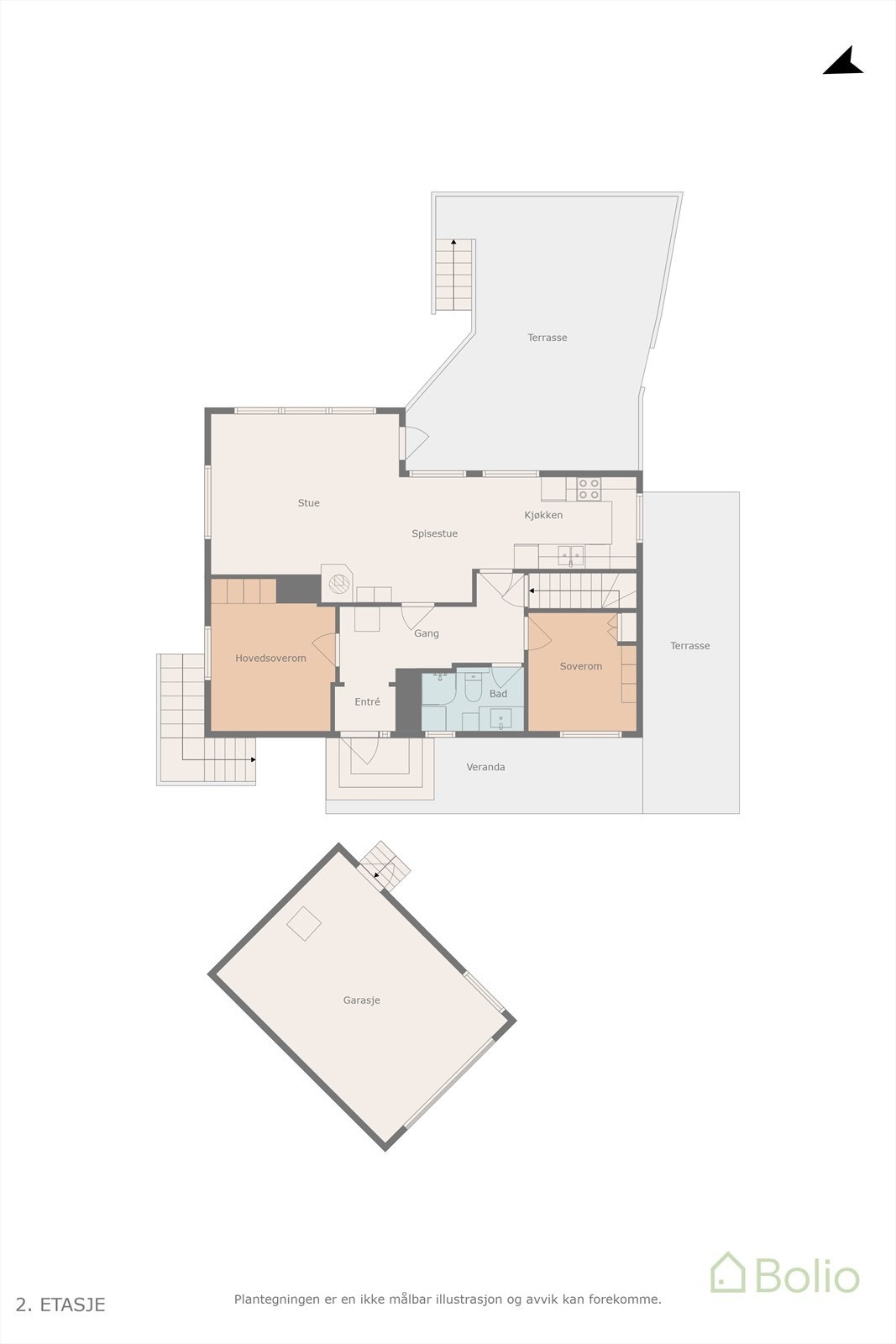 Plantegning hovedetasje. Galleribilde