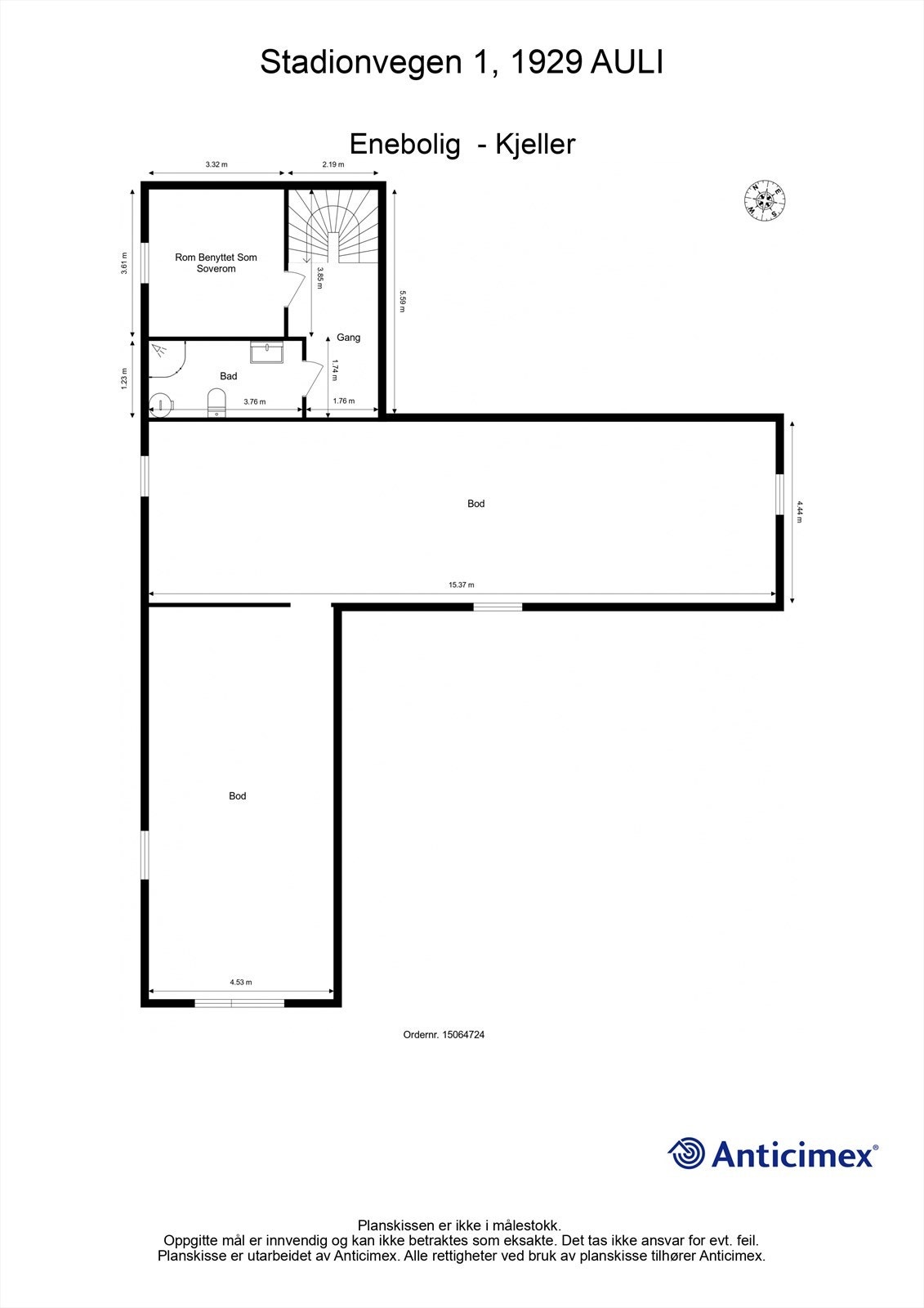 Plantegning kjeller. Galleribilde