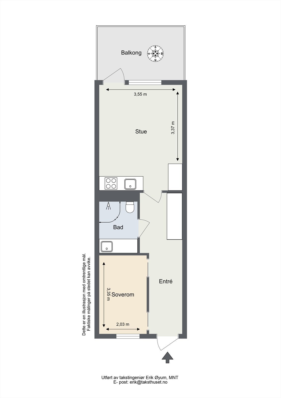 Takstmanns plantegning - Herslebsgate 17 C - 2. Etasje Galleribilde