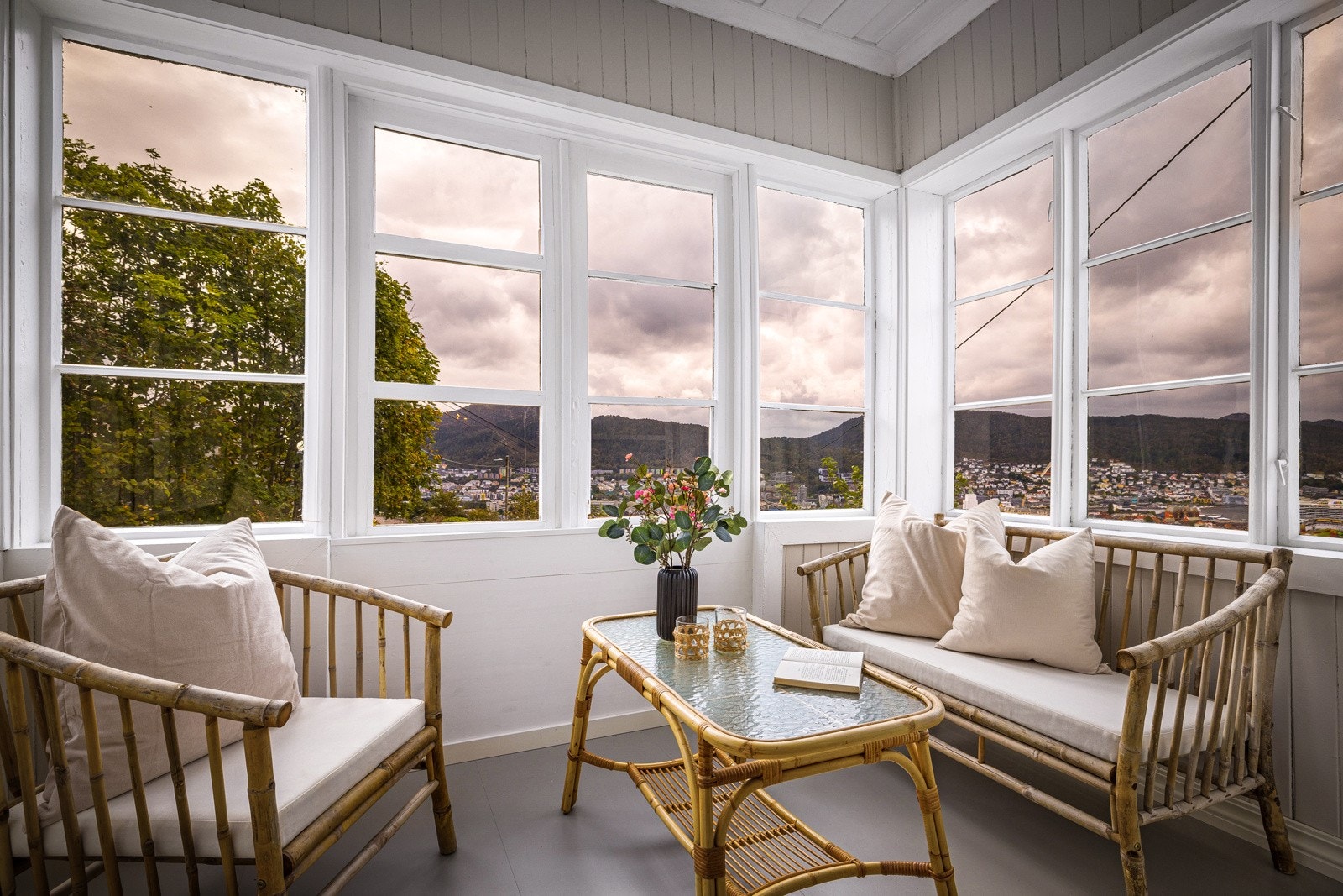 - Koselig vinterhage med utsikt mot hage og sentrum - Galleribilde