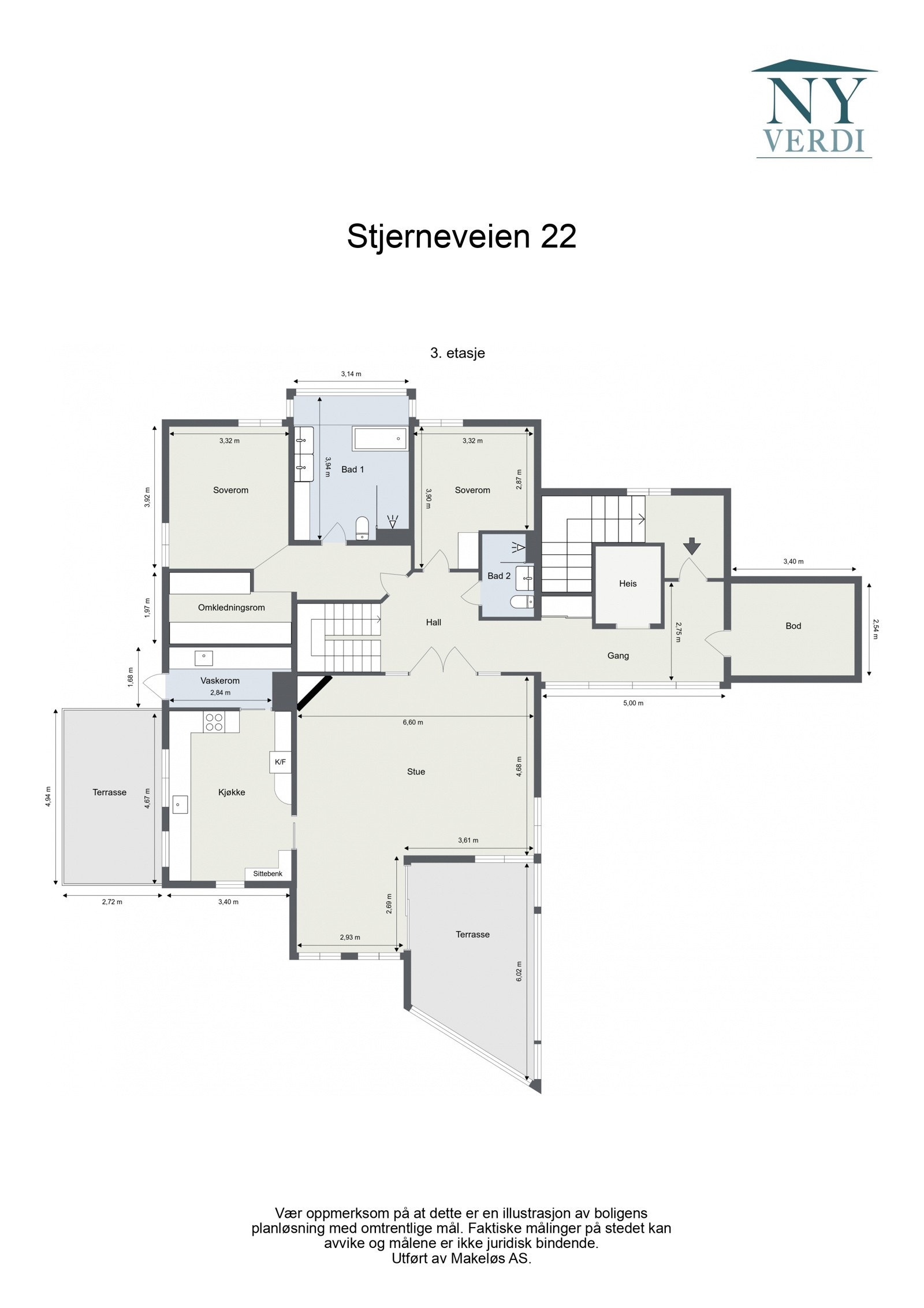 Plantegning 3. etasje. Galleribilde