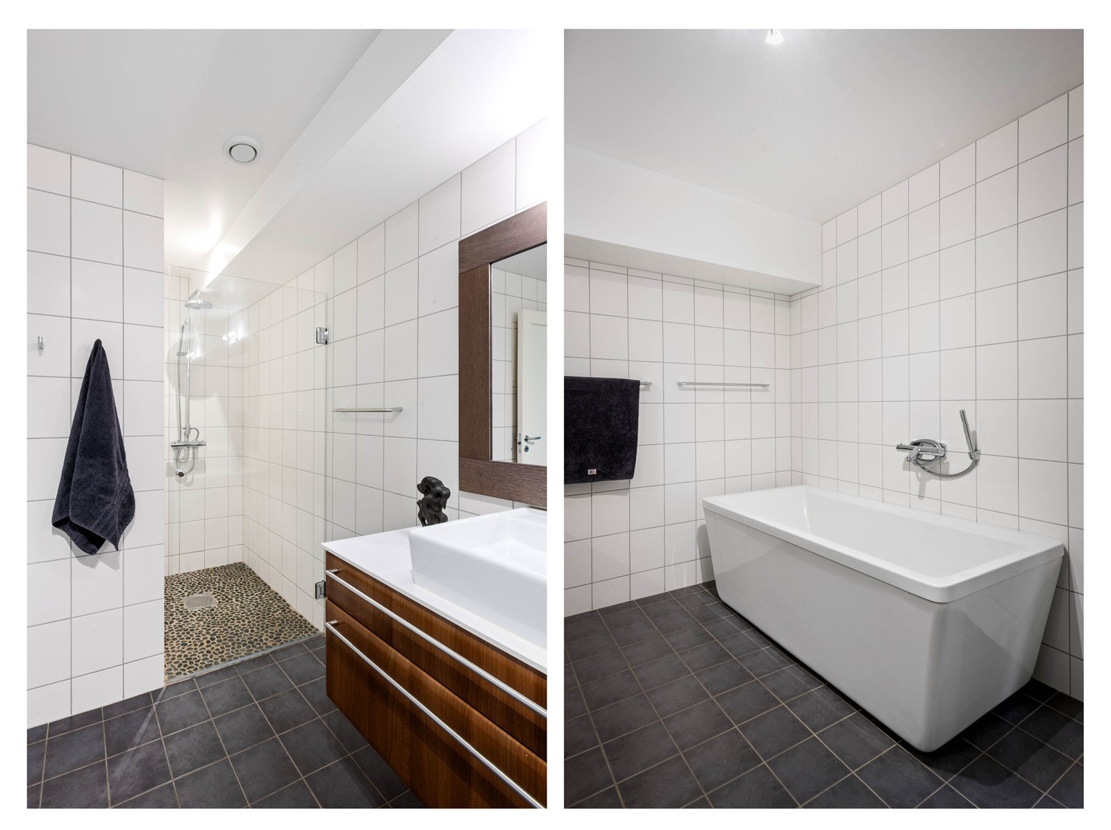 Både dusj og badekar på badet i underetasje Galleribilde