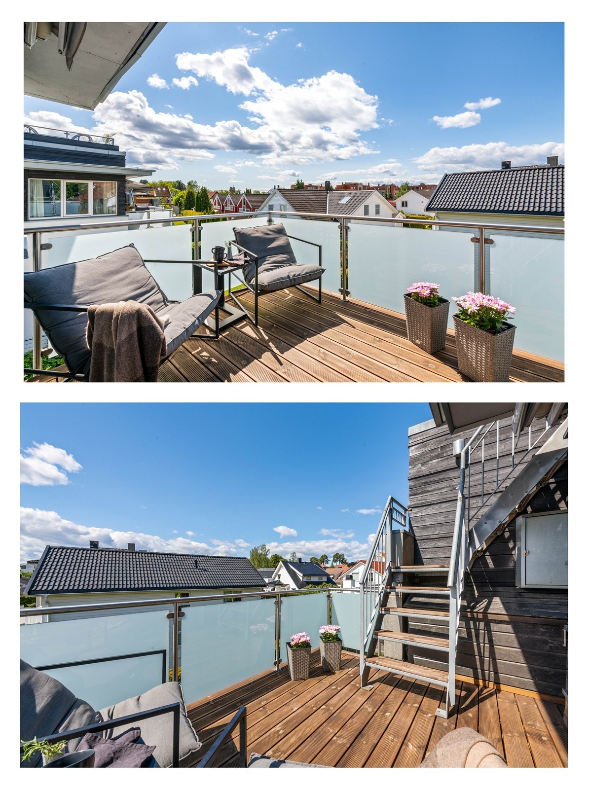 Vestvendt balkong på 8 kvm med utgang fra stue med videre adkomst til takterrasse Galleribilde