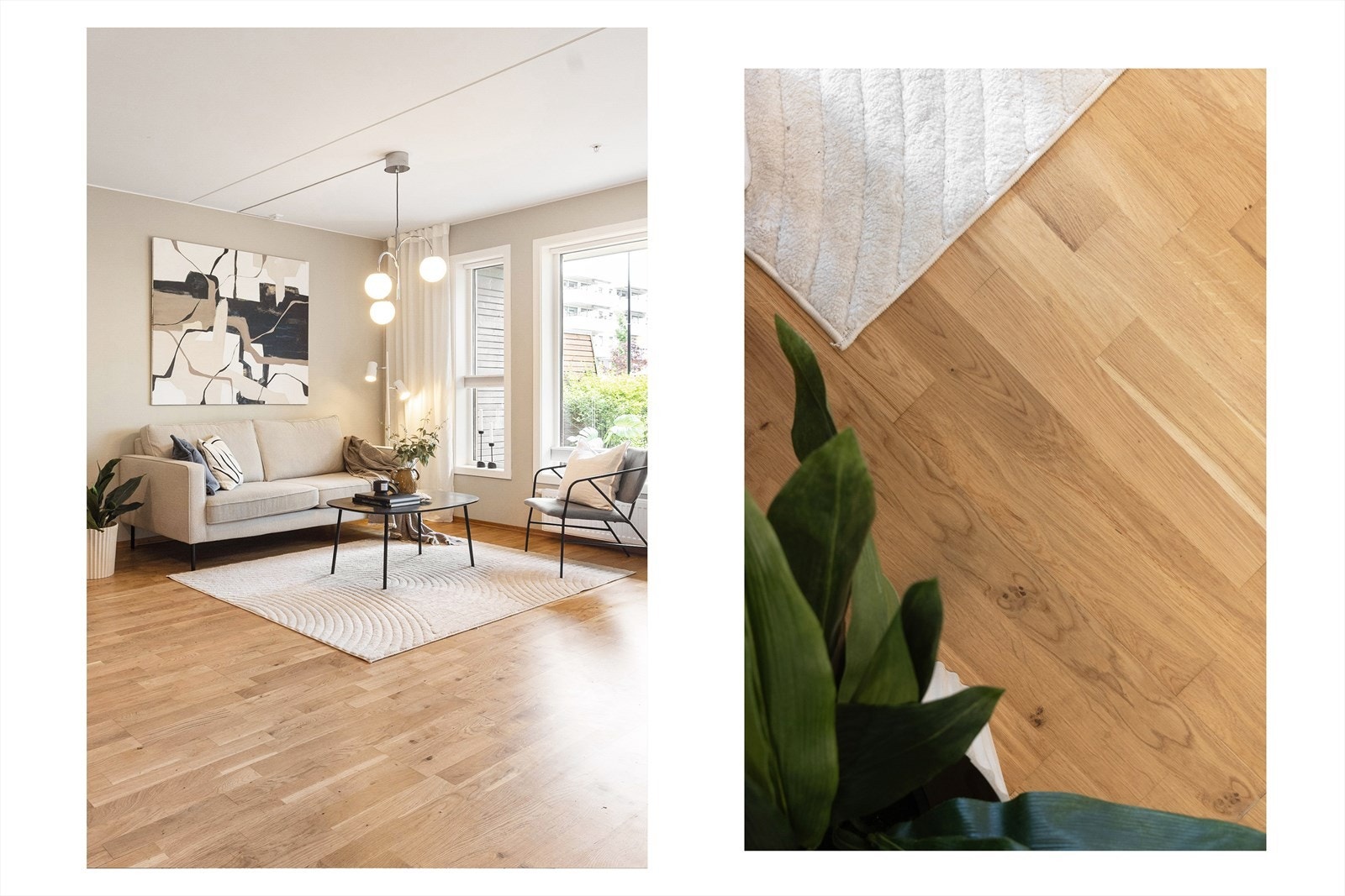 - Det er lagt eikeparkett i hele leiligheten, som både er pent og slitesterkt - Galleribilde