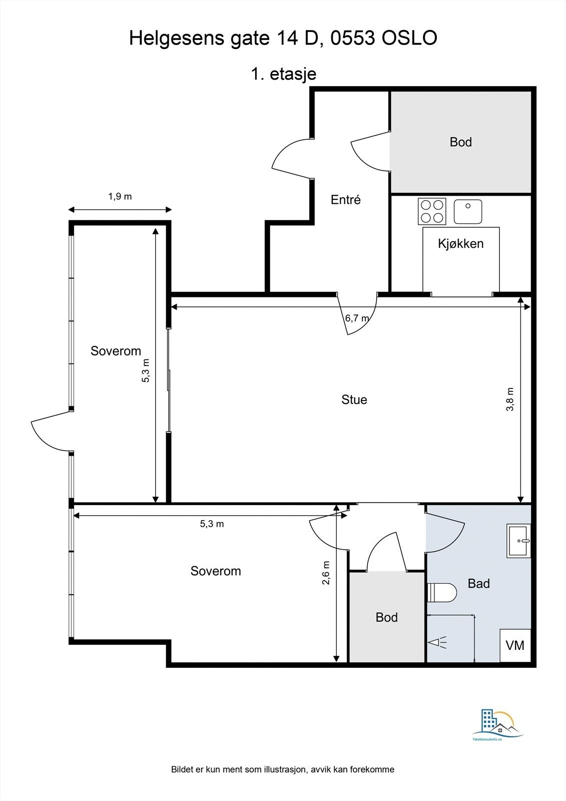 Plantegning med mål. Galleribilde