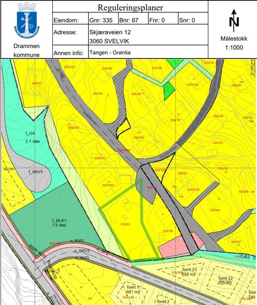 Utsnitt av reguleringsplankart Galleribilde
