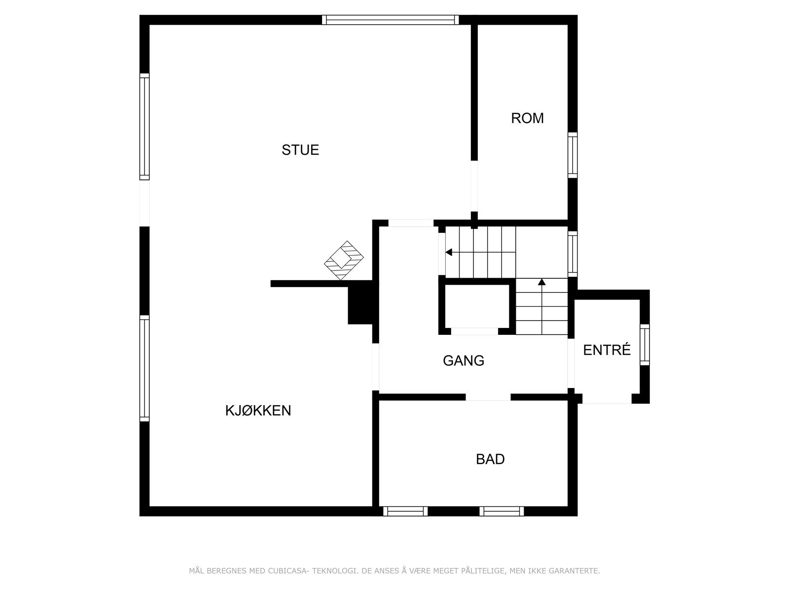 Plantegning hovedetasje. Galleribilde
