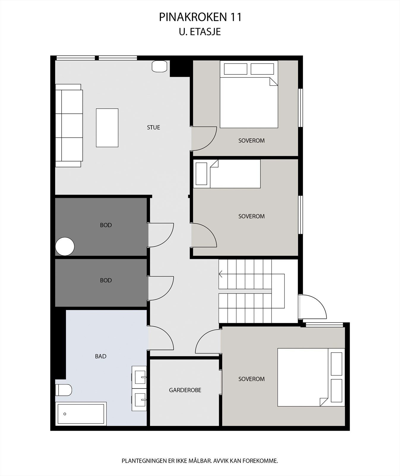 Plantegning av underetasjen. Galleribilde