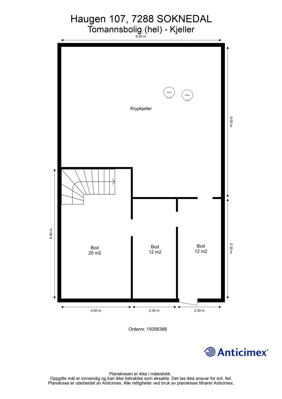 Planløsing kjeller. Galleribilde