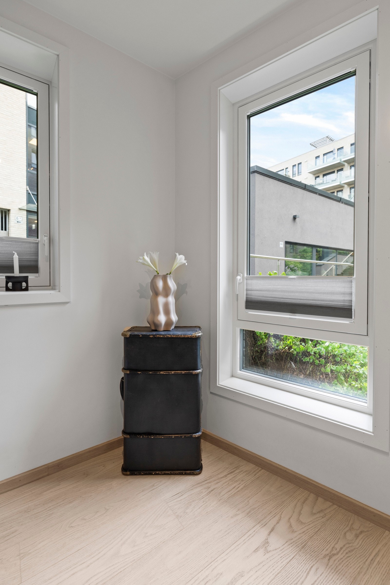 Store vindu slipper inn godt med lys Galleribilde