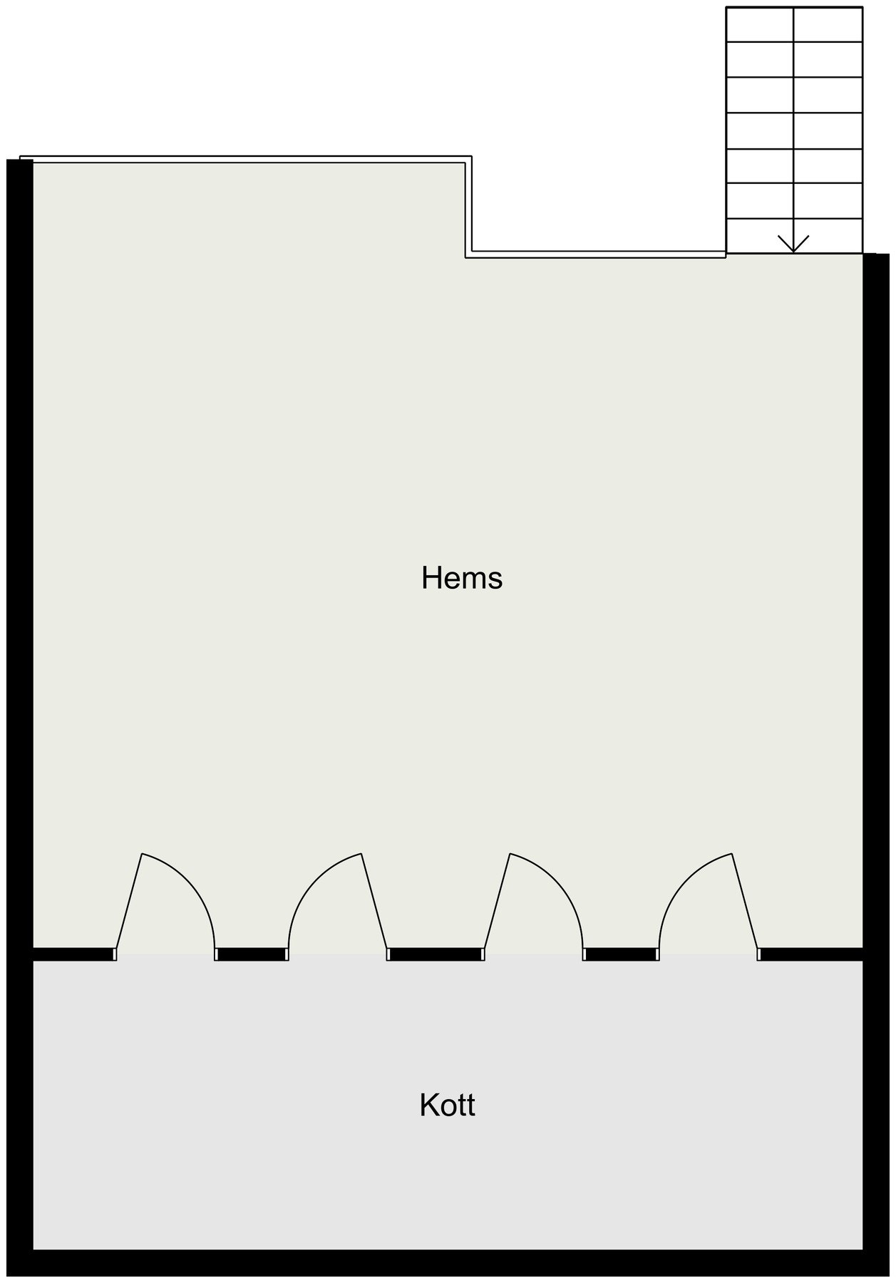 Plantegning av hems opp fra det ene soverommet Galleribilde