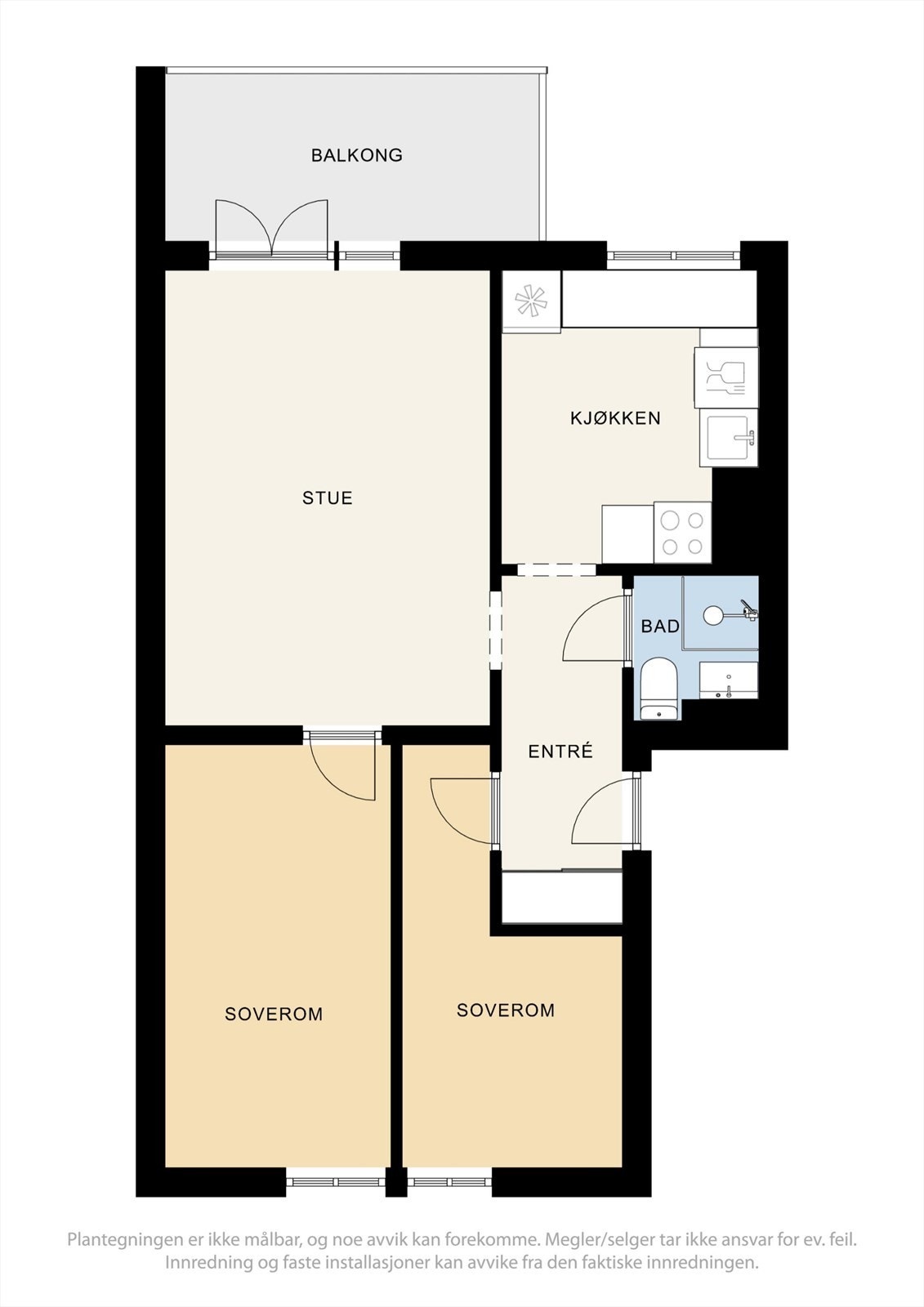 Alternativ plantegning med to soverom. Galleribilde