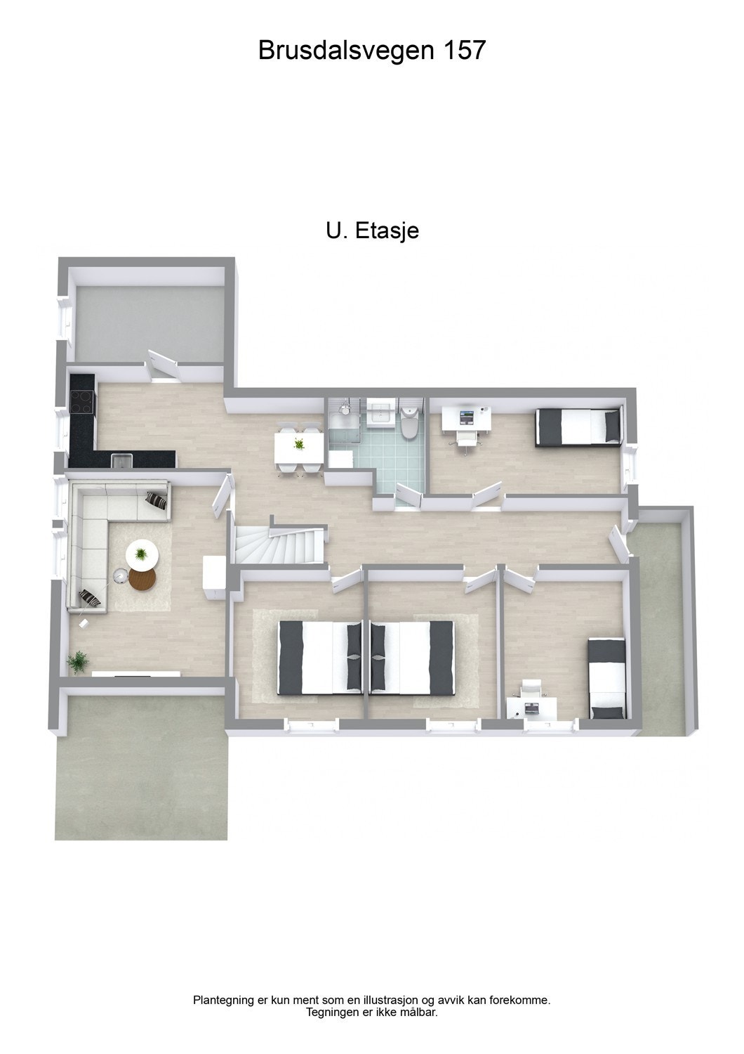 Plantegning u. etasje 3D Galleribilde