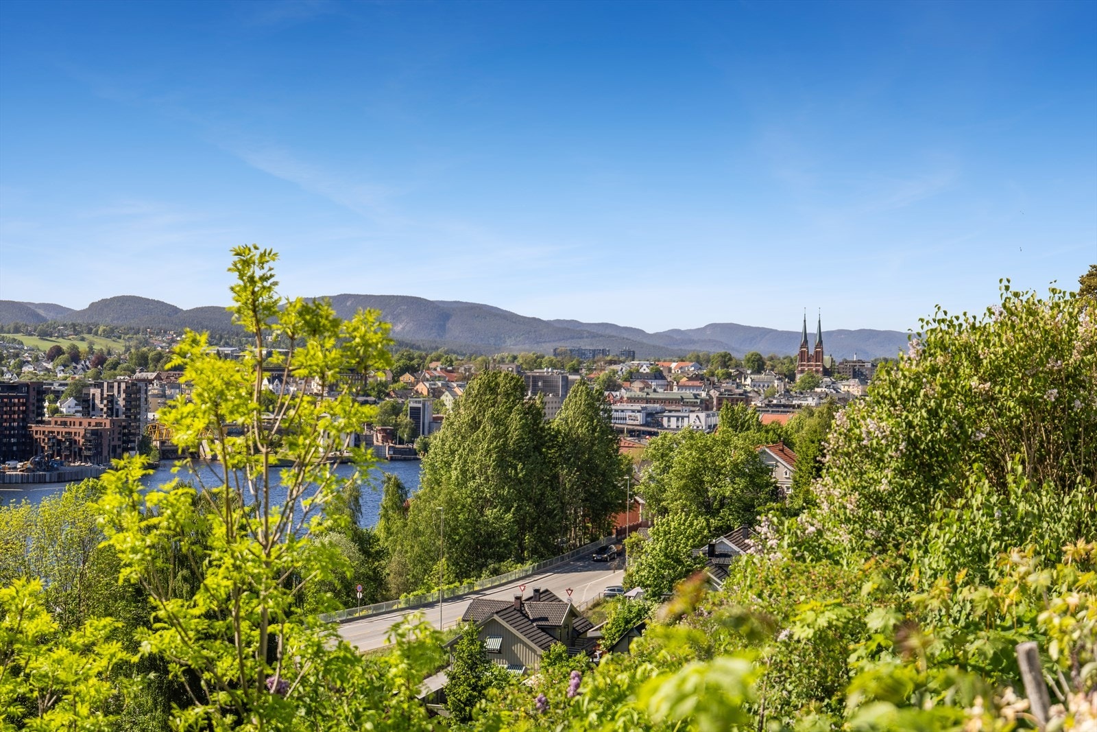 Utsikt mot Skienselva og sentrum Galleribilde