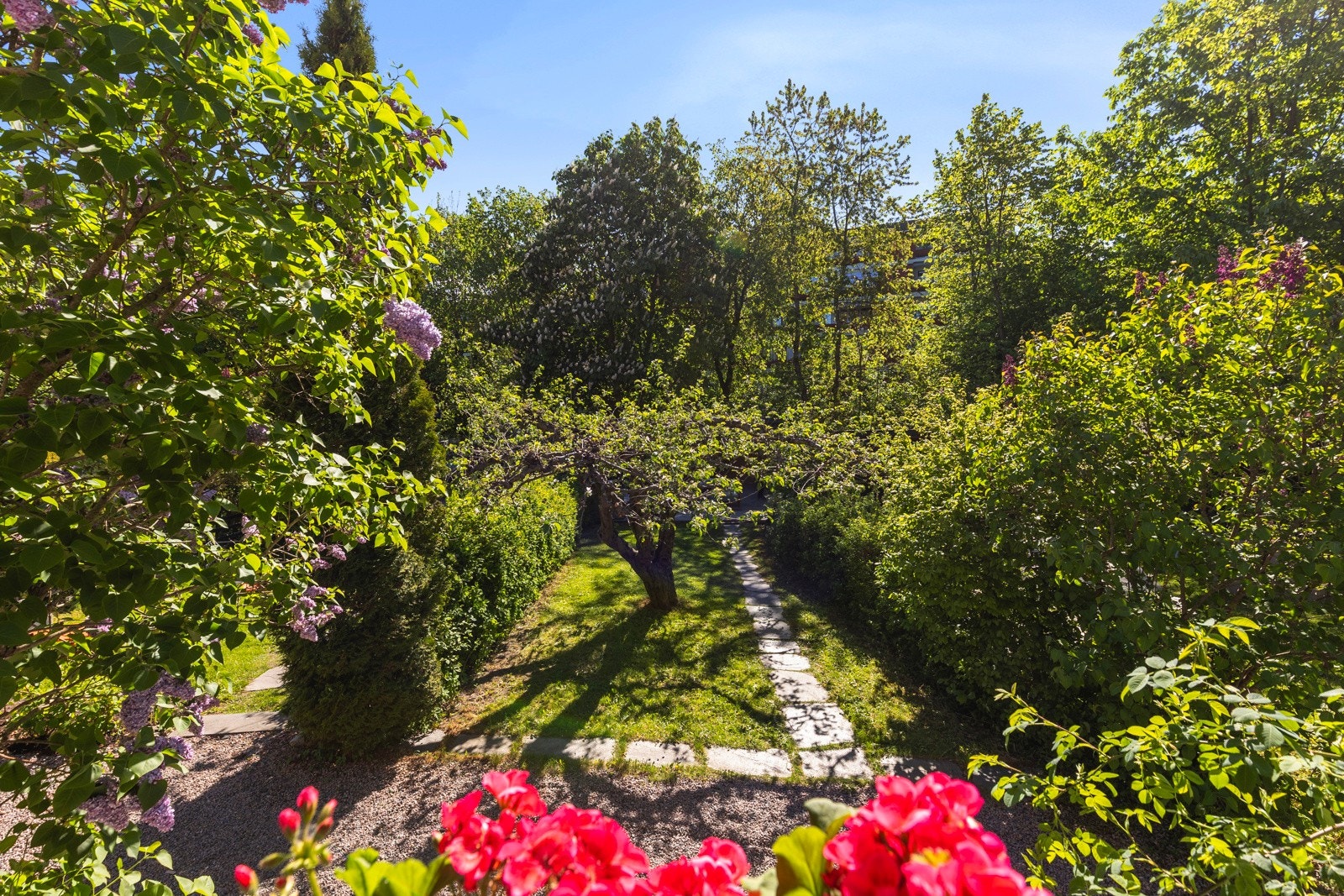 Videre utgang til hageparsell med terrasse på ca. 40 kvm Galleribilde