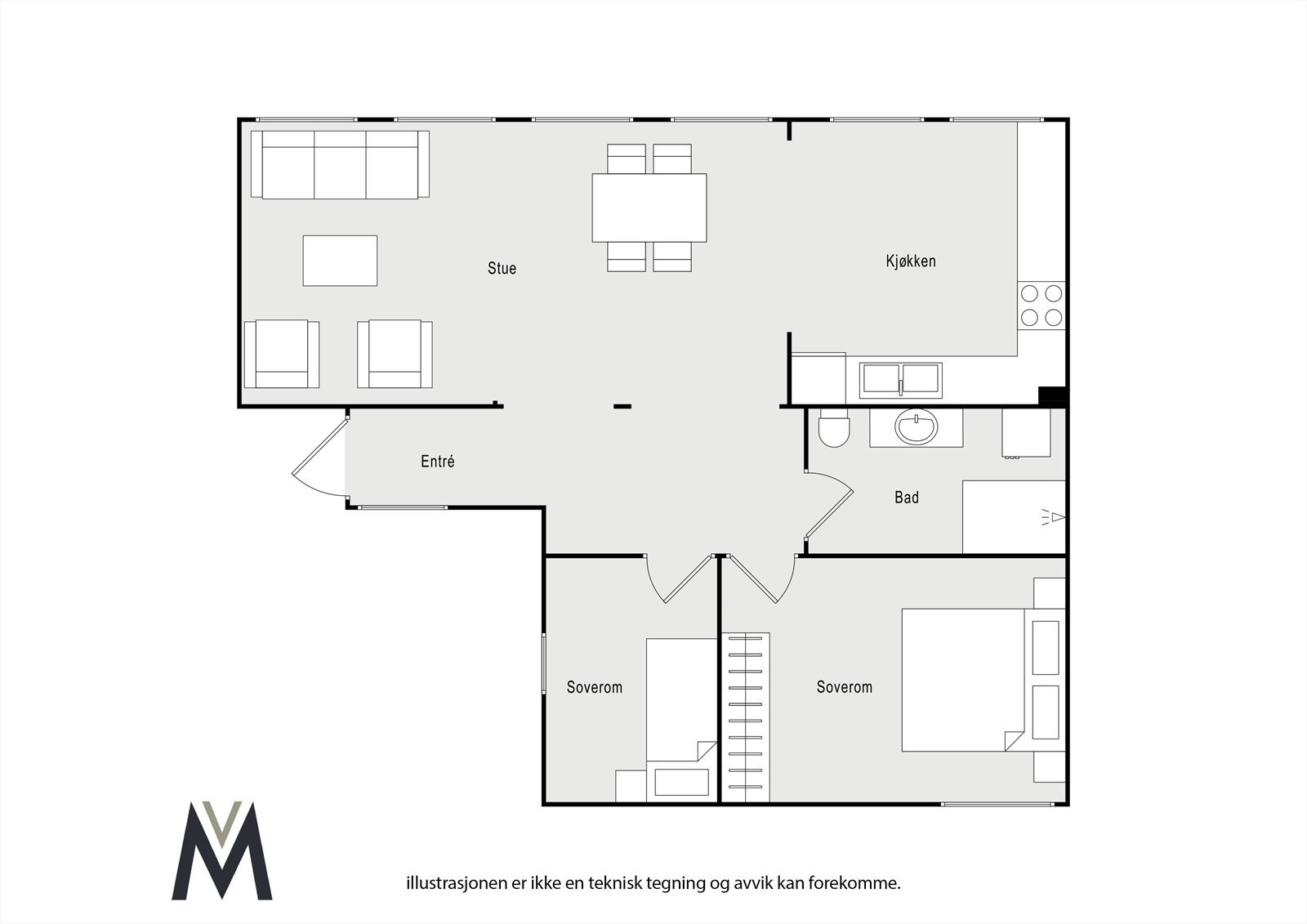 Planløsning høy 1.etasje. Galleribilde