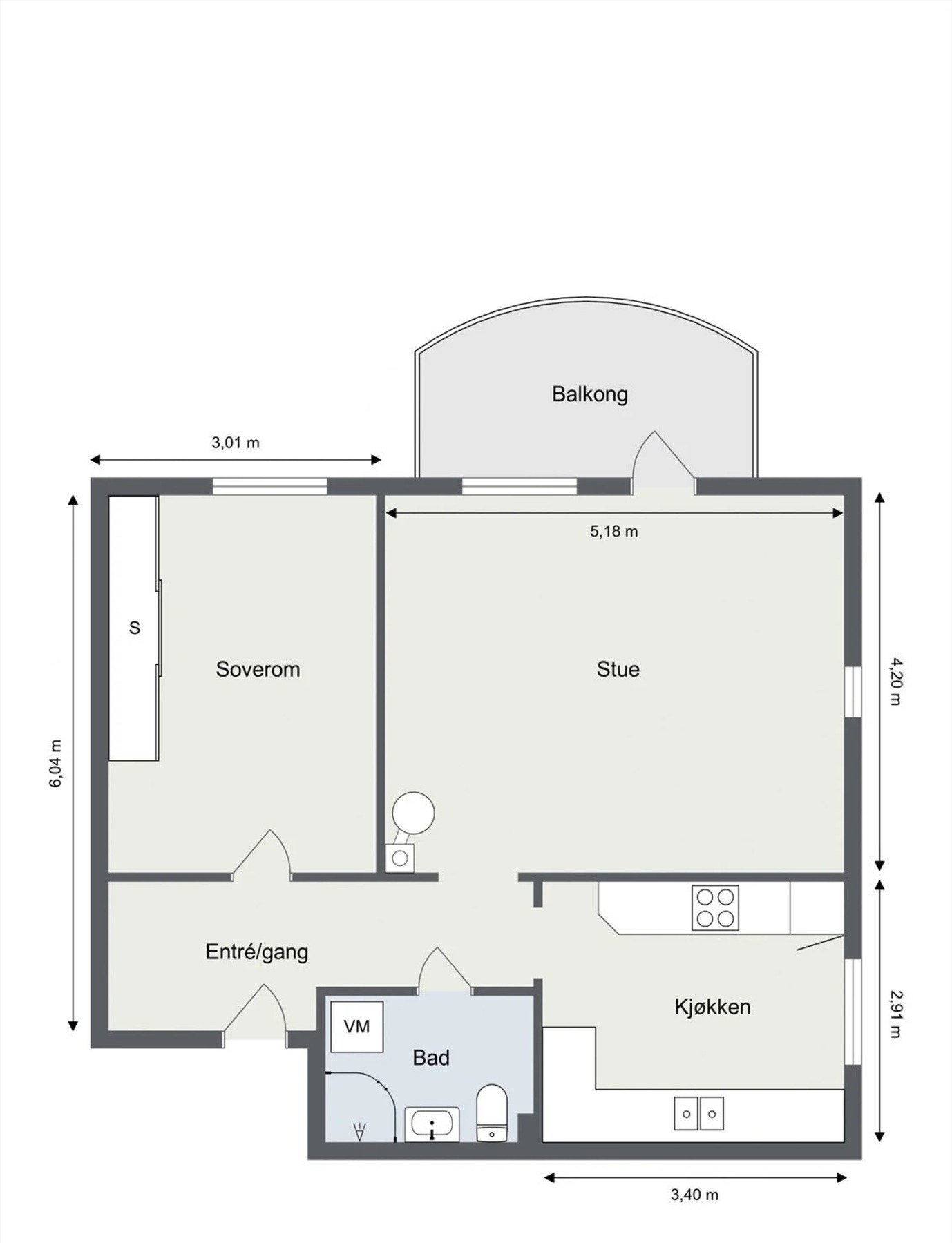 Planskisse. I tillegg disponerer leiligheten 3 boder. Galleribilde