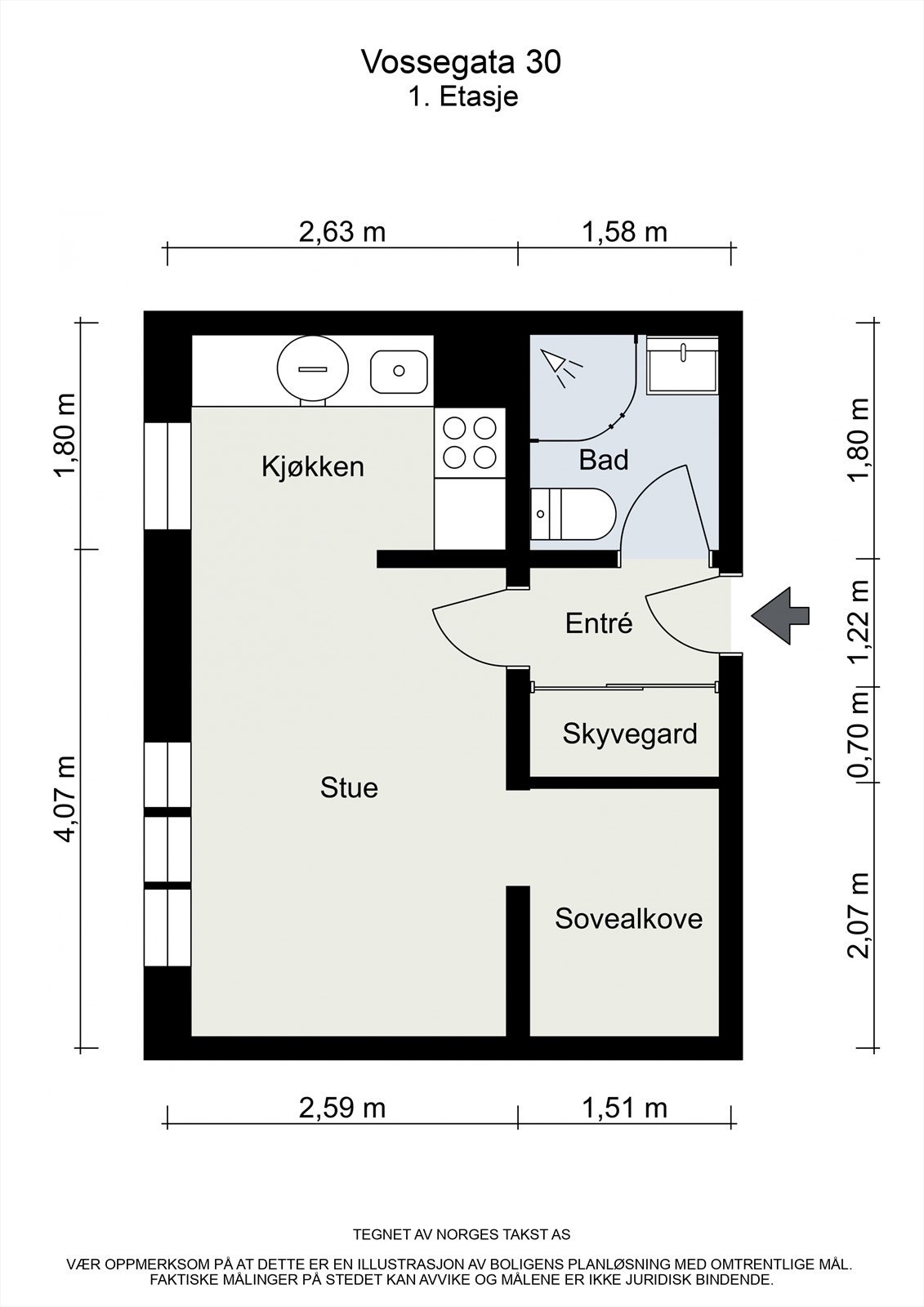 Vossegata 30 - Plantegning Galleribilde