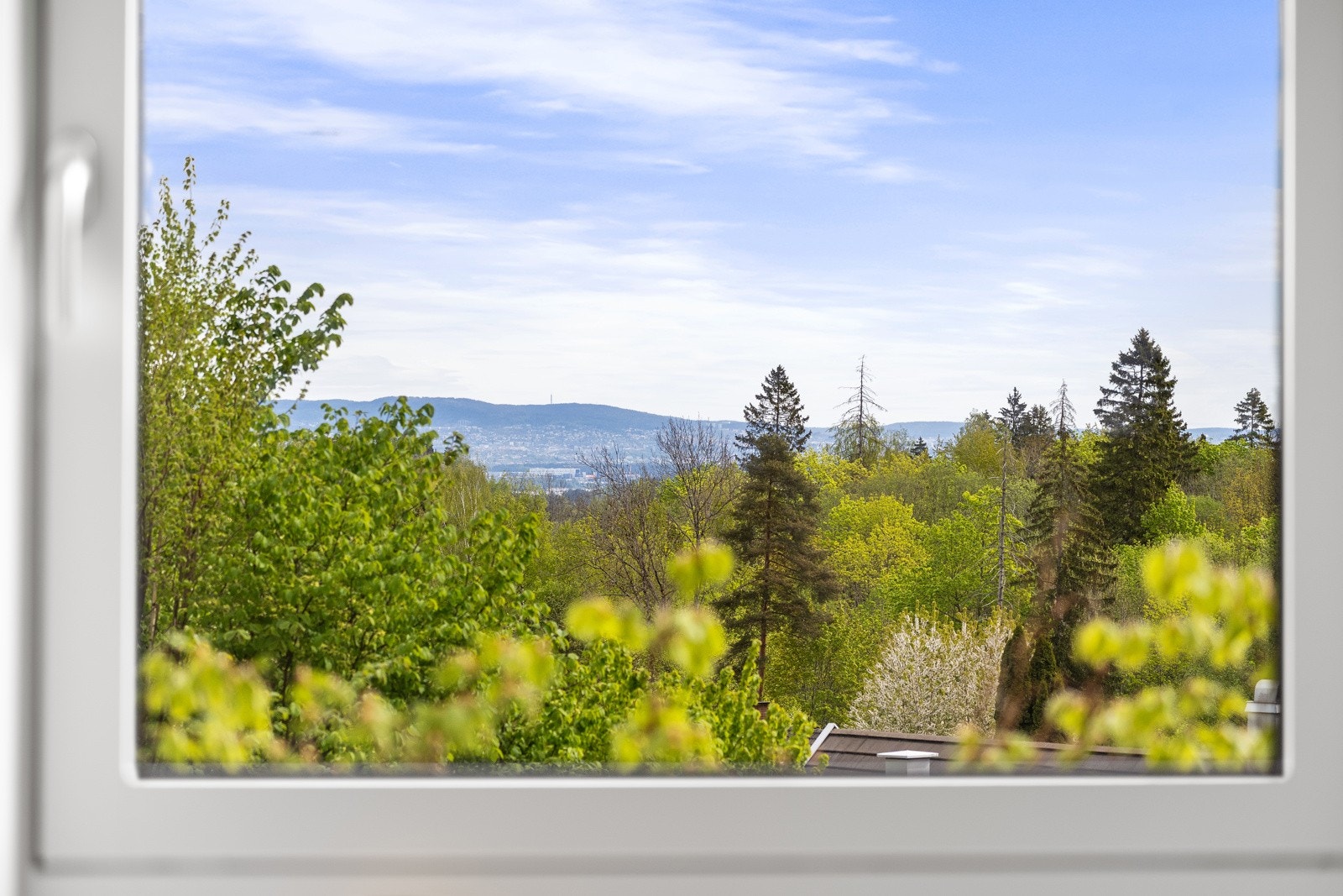 Fra stuen er det fin utsikt mot Oslo. Galleribilde