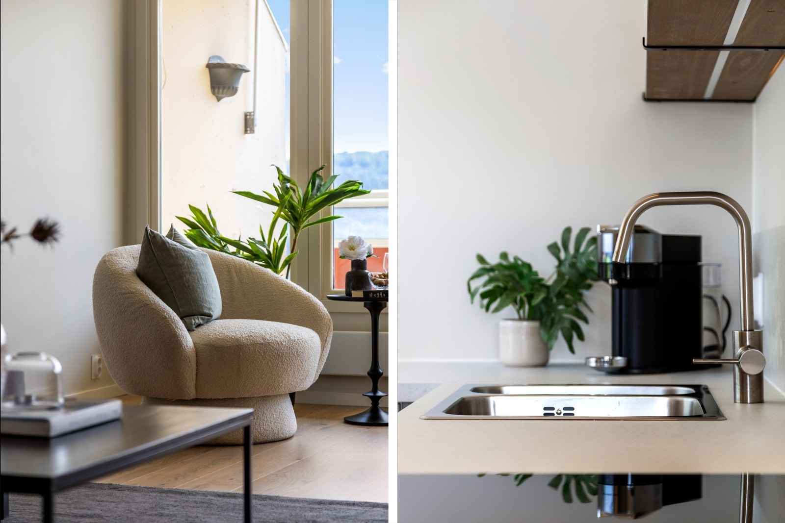 Leiligheten er totaloppusset hvor det er lagt vekt på likt gulv- og materialvalg som gir et meget godt helhetsinntrykk Galleribilde