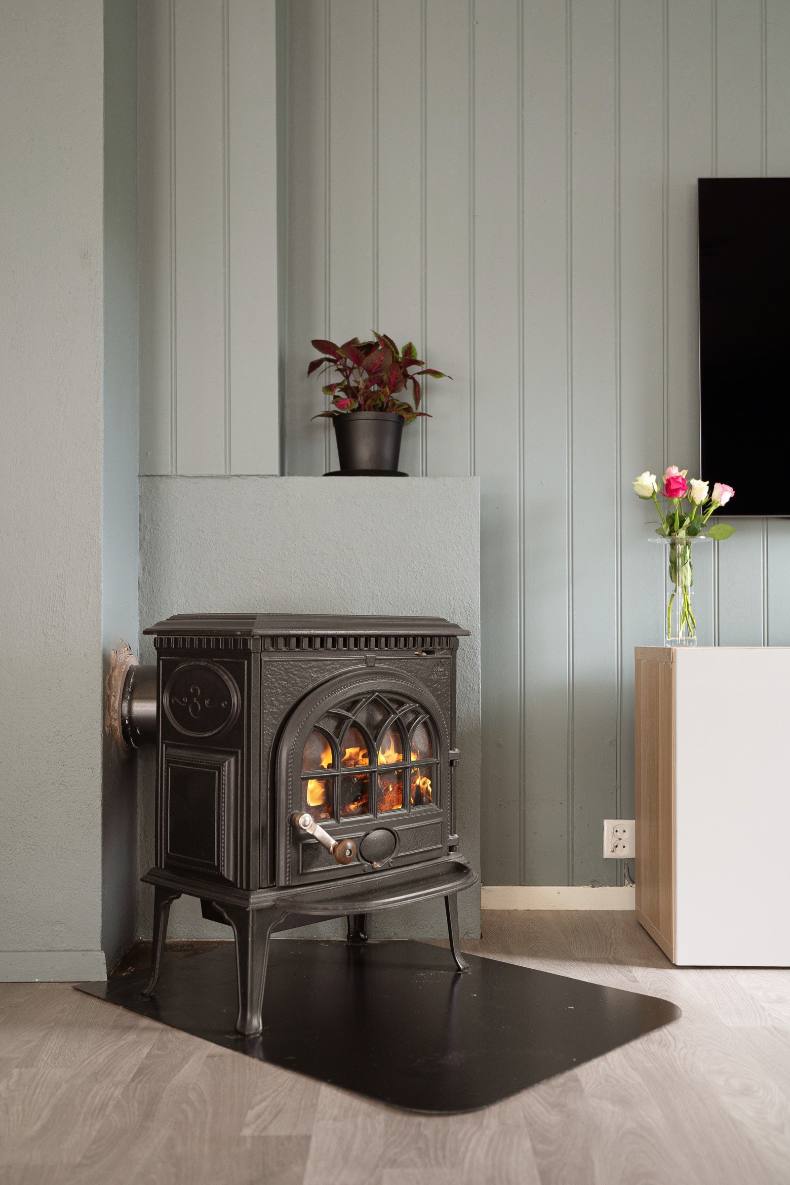 Hyggelig peisovn som gir godt med varme på kalde dager. Galleribilde