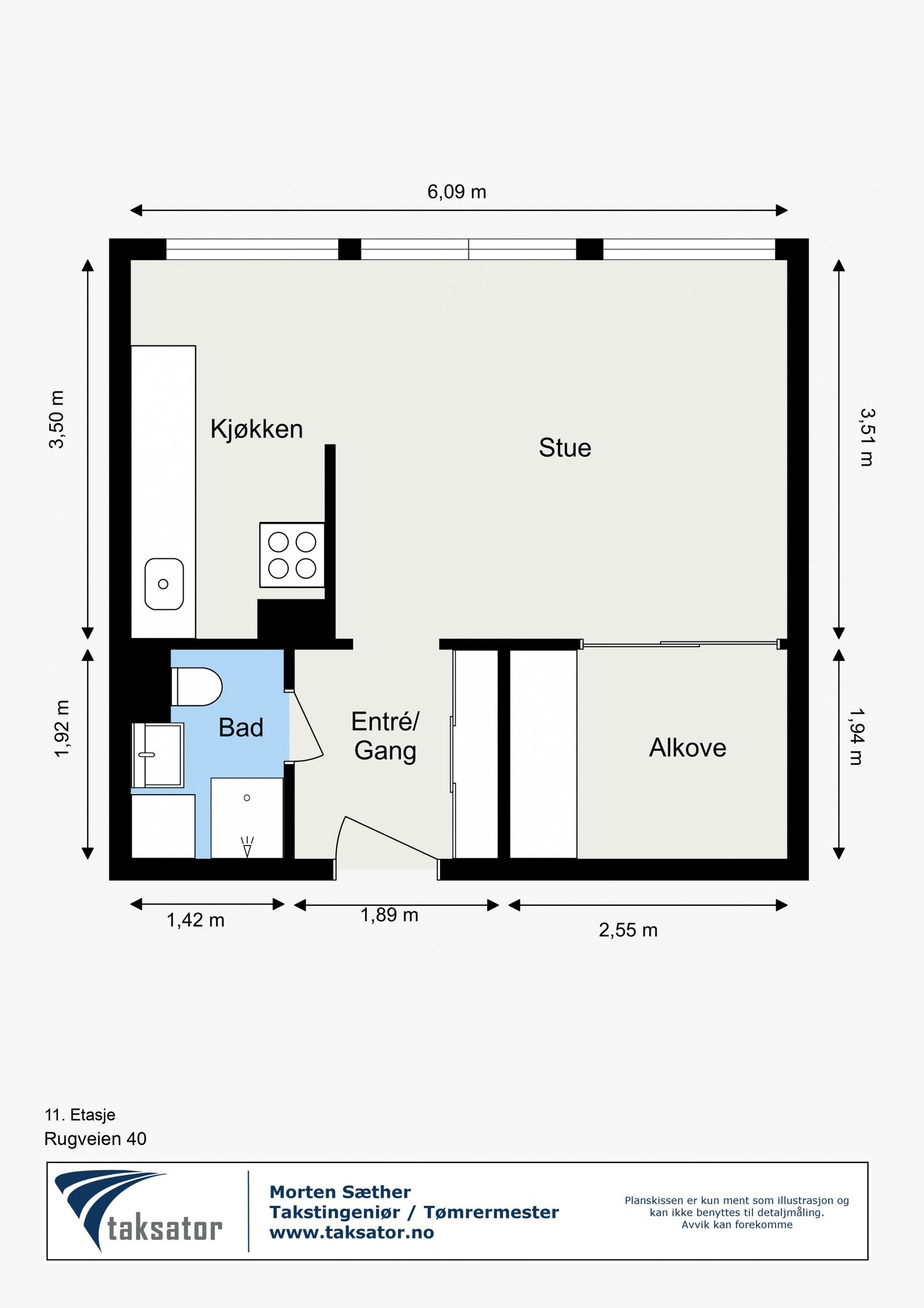 Skisse med mål. Galleribilde