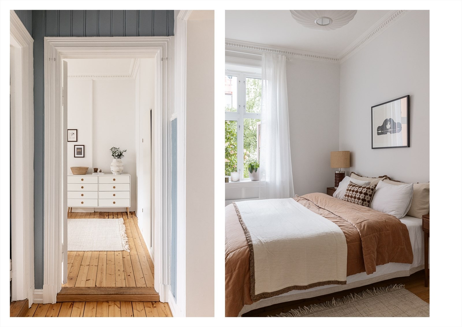 Soverommet er også vendt mot den rolige bakgården. Vinduene mot bakgård ble skiftet i 2022 og har fått TG1. Galleribilde