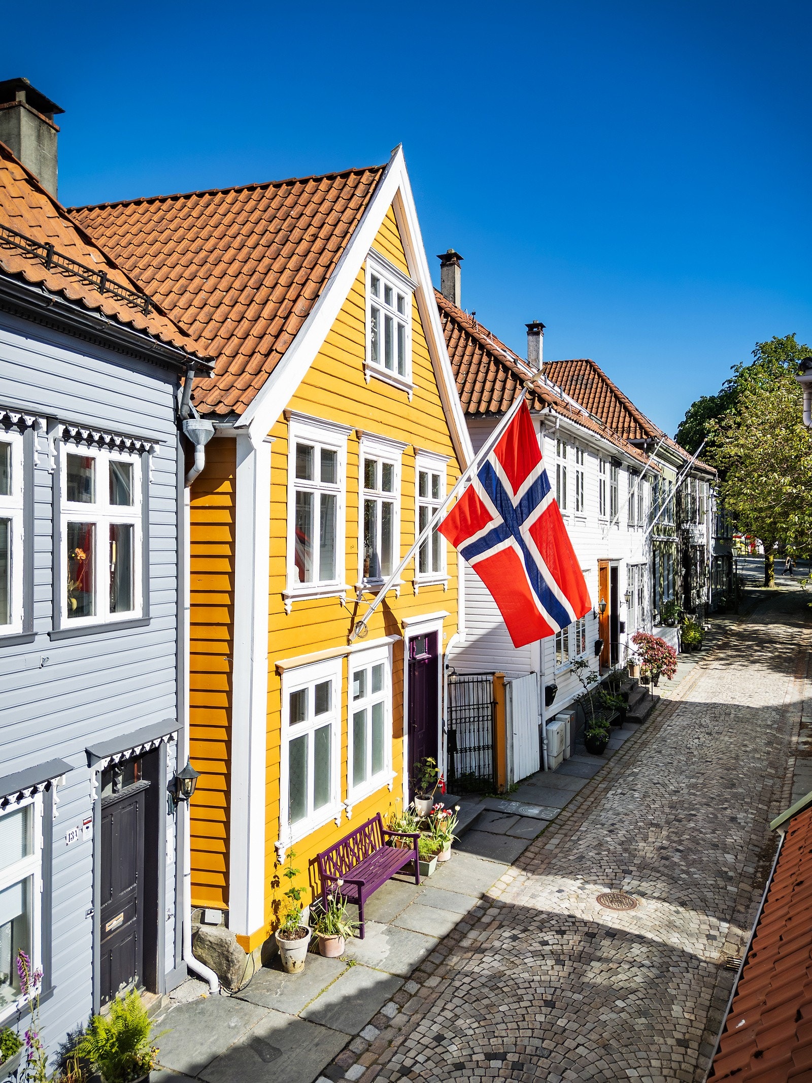 Boligen ligger i den idylliske og bilfrie gaten Kroken, rett ved Mariakirken og Bryggen Galleribilde
