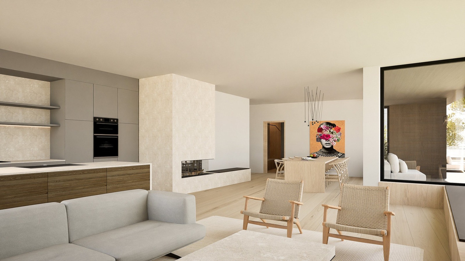 Underetasjen er tegnet med gang, 3 soverom, bad, teknisk rom og stue. Galleribilde