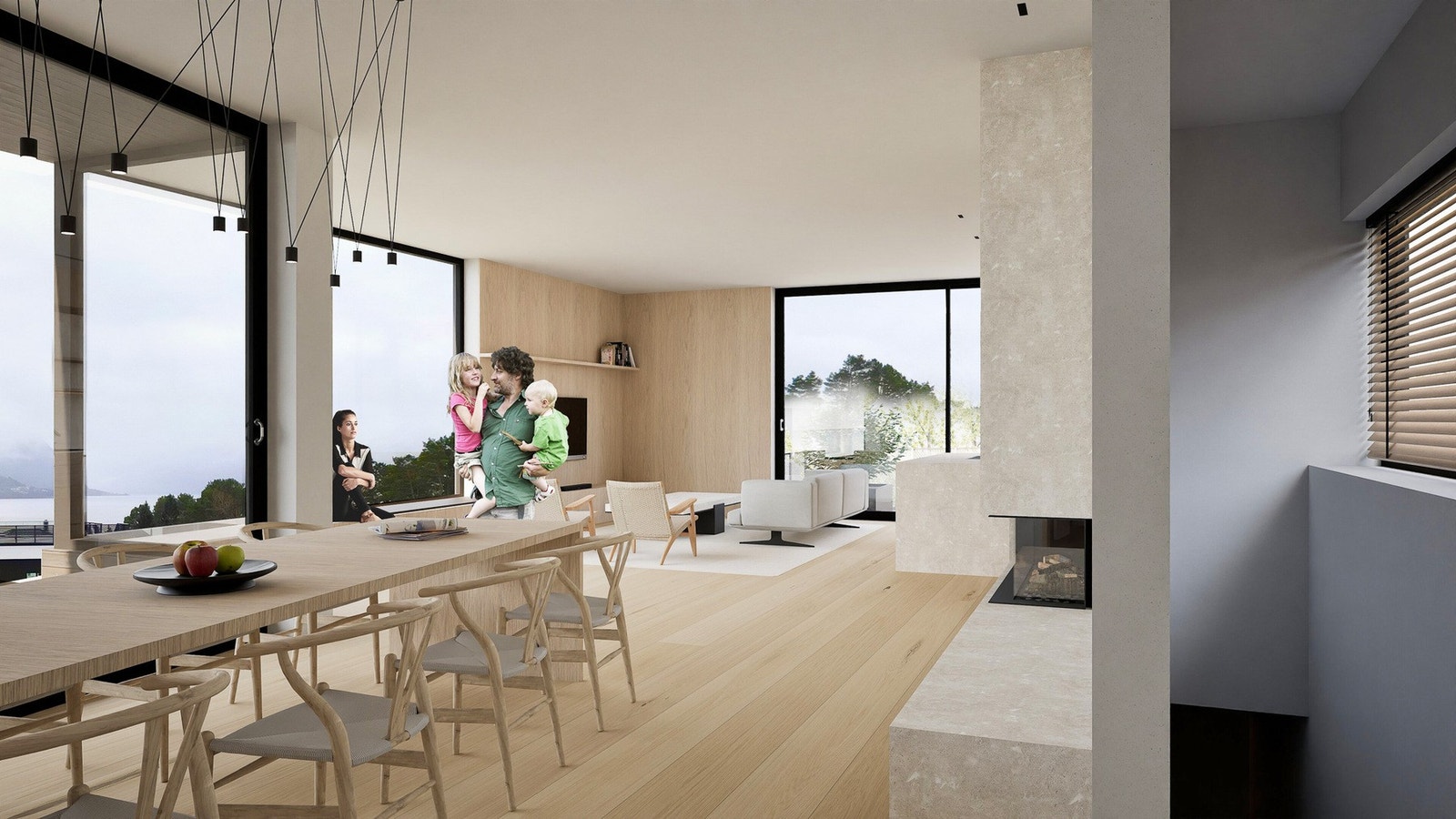 Hovedetasjen er tegnet med åpen stue/kjøkken-løsning, 1 soverom, bad, vaskerom, gjestetoalett og gang. Galleribilde