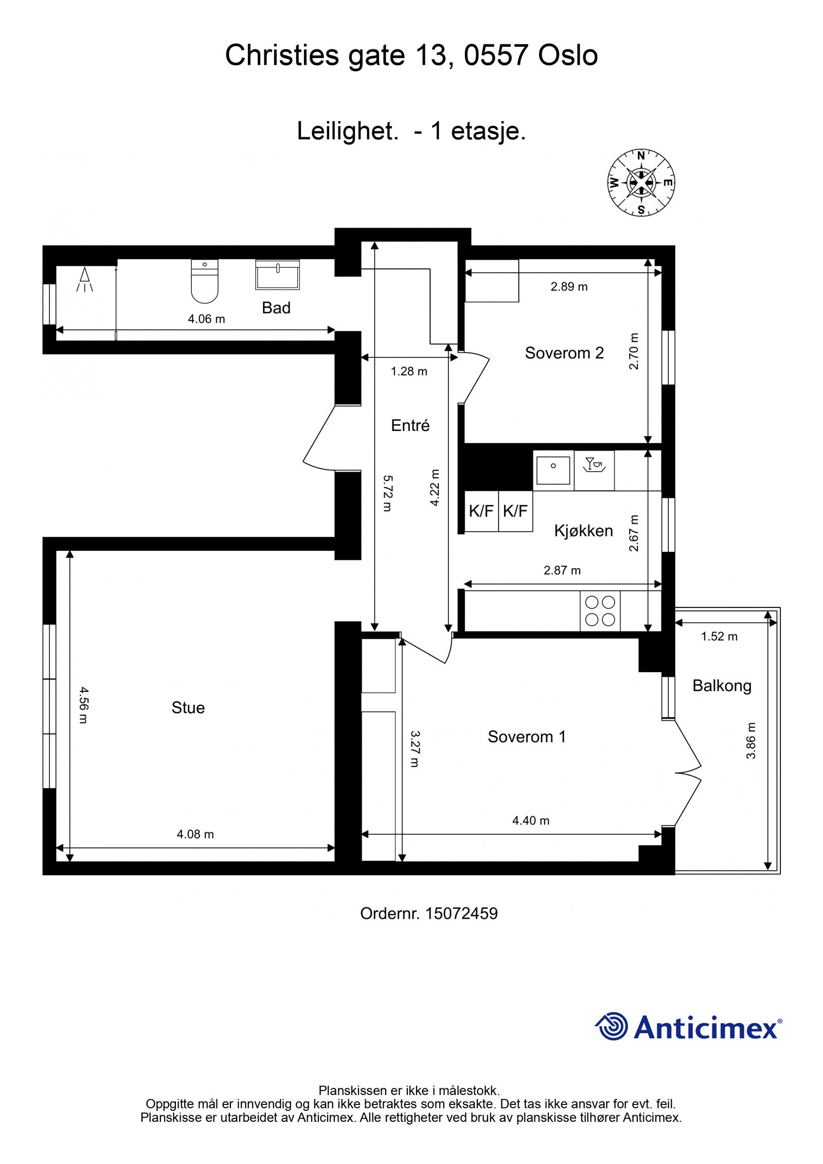 - Plantegning med mål Christies gate 13 - Galleribilde