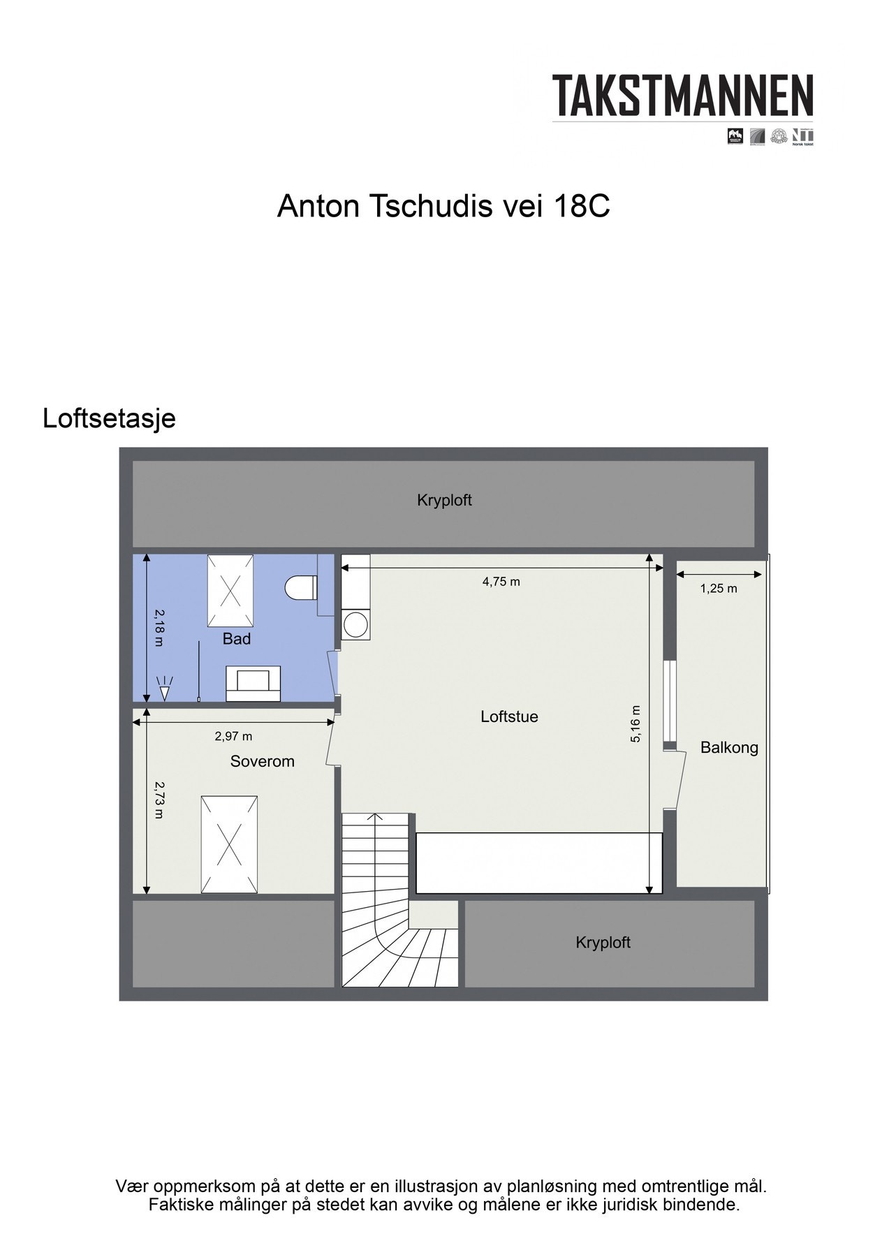 Plantegning loftsetasje. Galleribilde