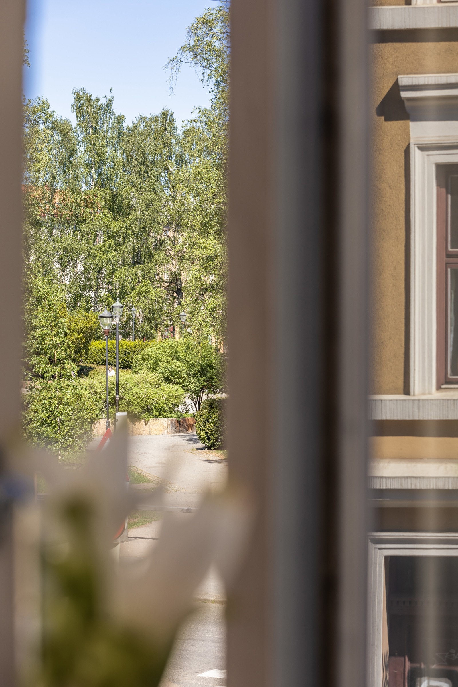 Fra stuevinduene er det utsyn mot Birkelunden. Galleribilde